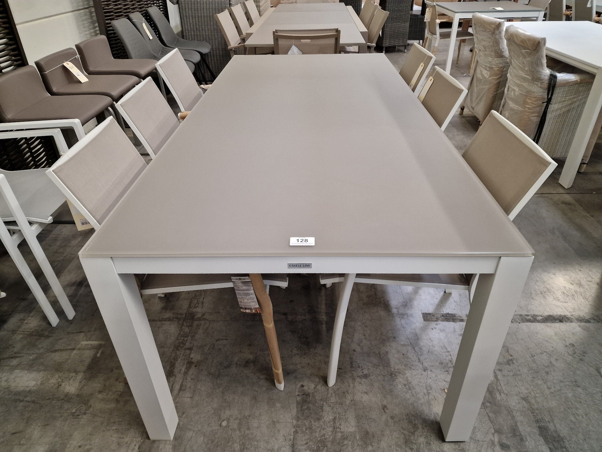 Tuinset Tafel Carlo 220 x 100cm + 6 Stoelen Sydney White Mat