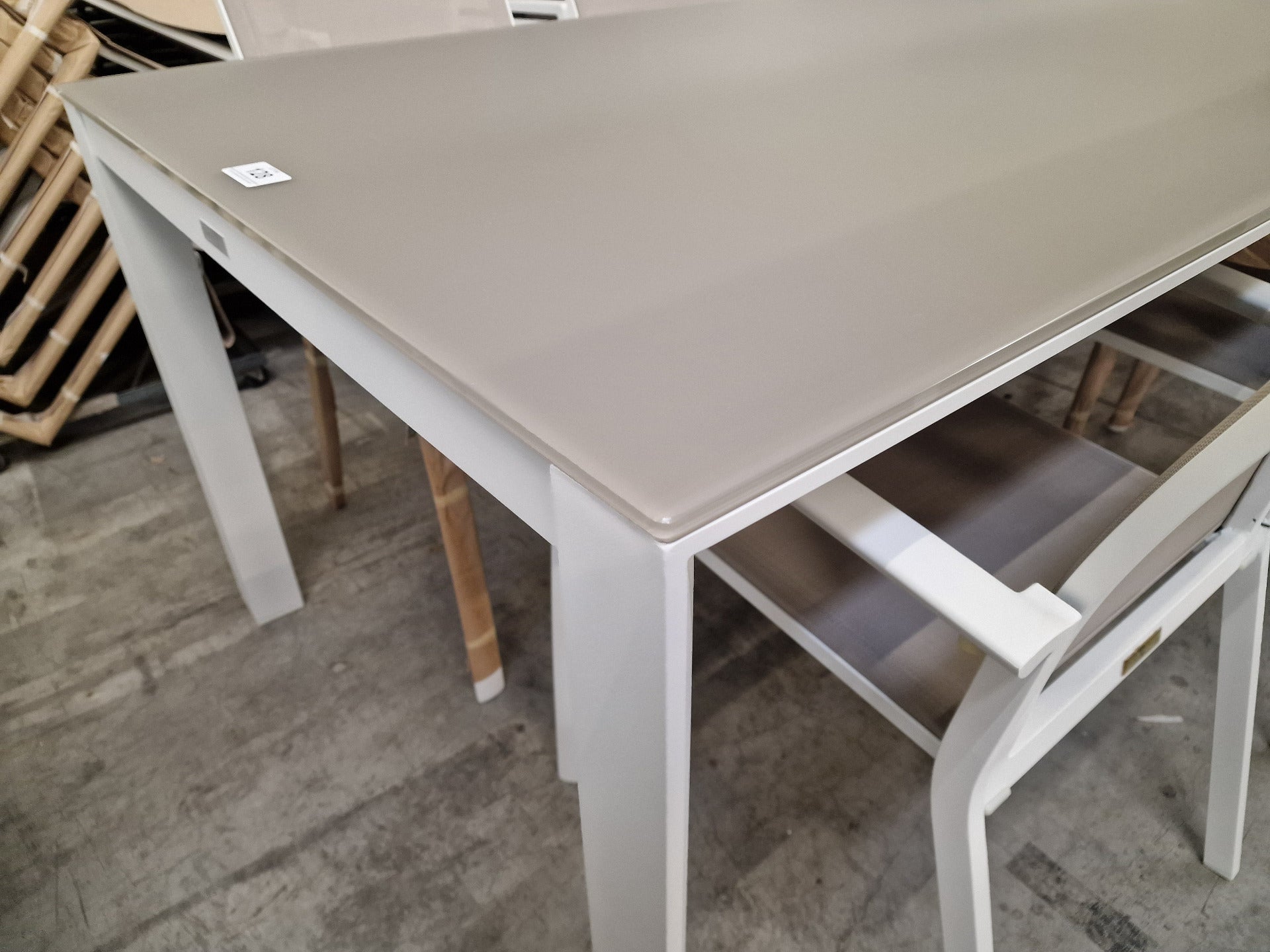 Tuinset Tafel Carlo 220 x 100cm + 6 Stoelen Sydney White Mat