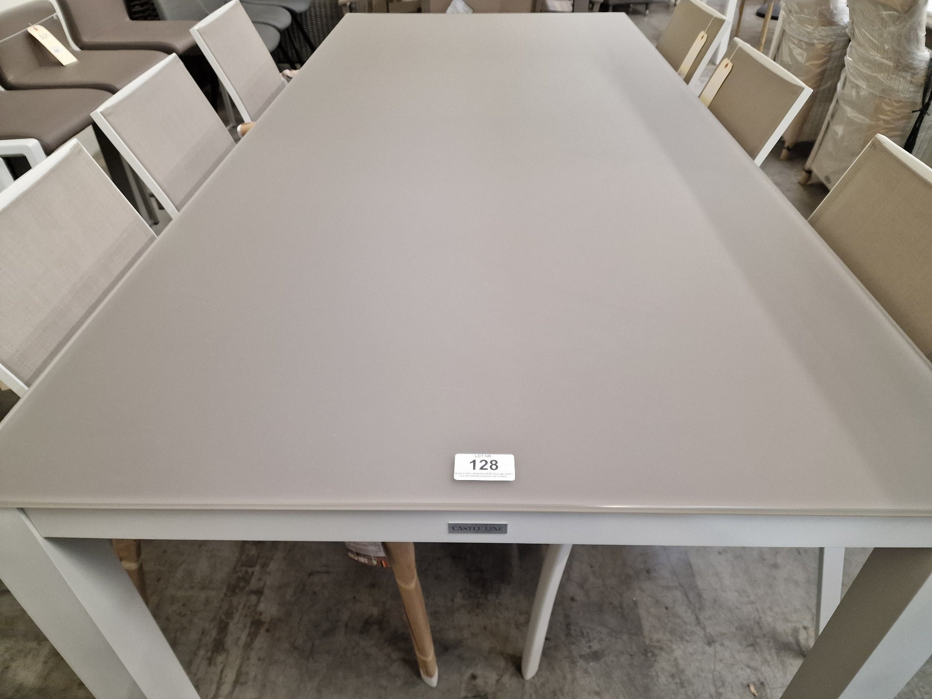 Tuinset Tafel Carlo 220 x 100cm + 6 Stoelen Sydney White Mat