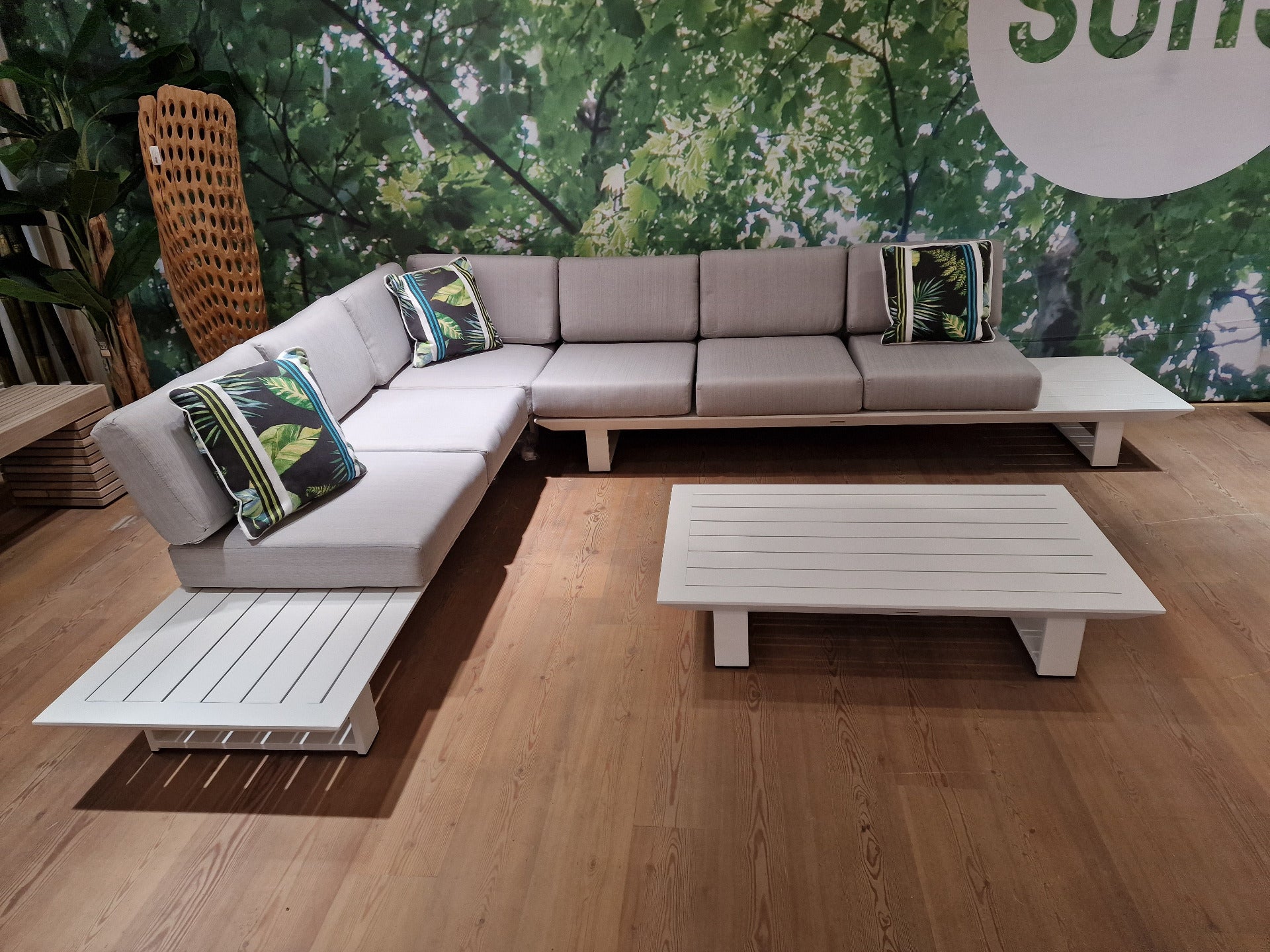 Lounge Set Ona Wit Mat - Licht Grijze Kussens