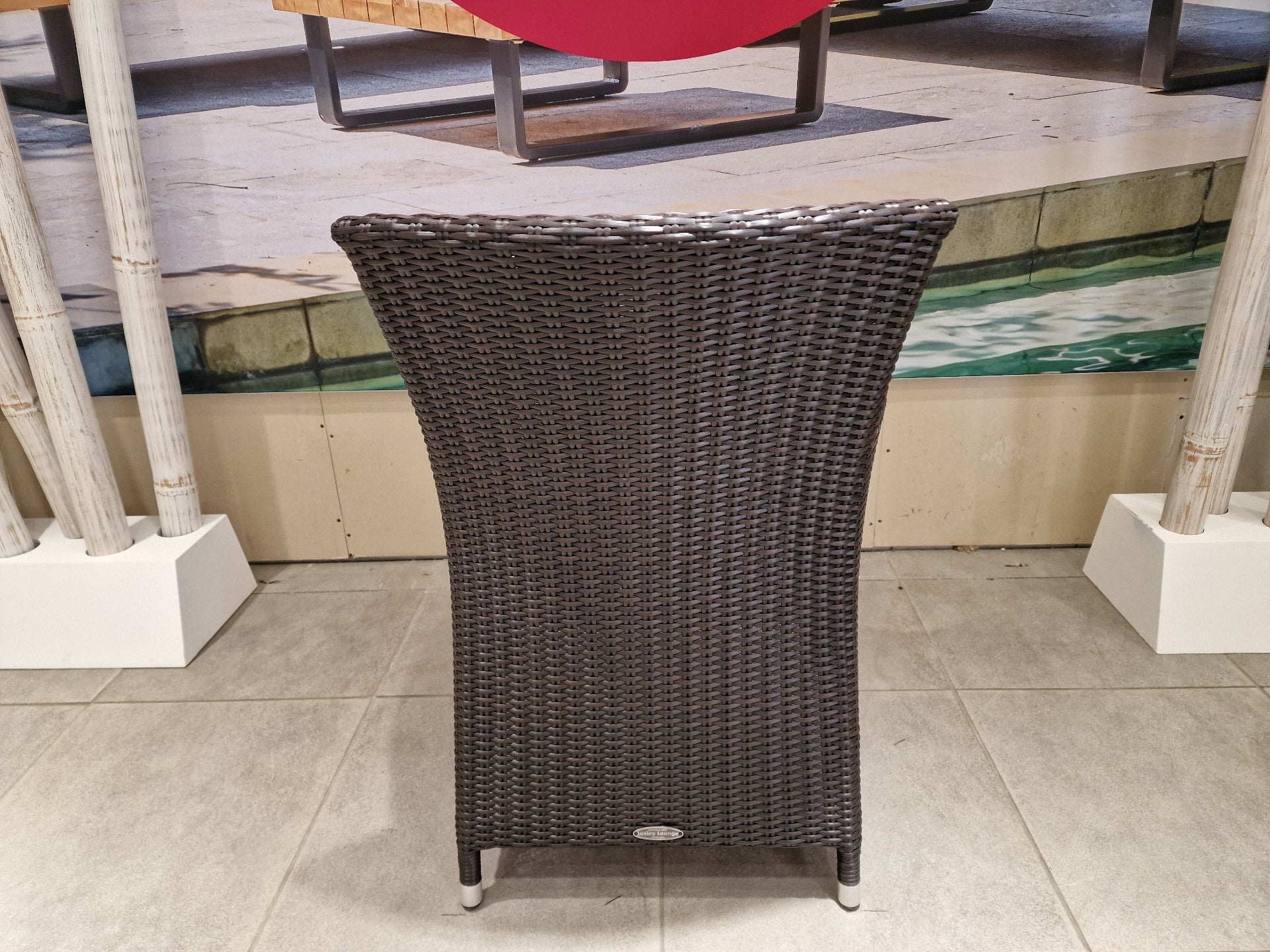 Wickerzetel met armleuning - Platte draad - Lava Brown Polypeel Luxury Lounge