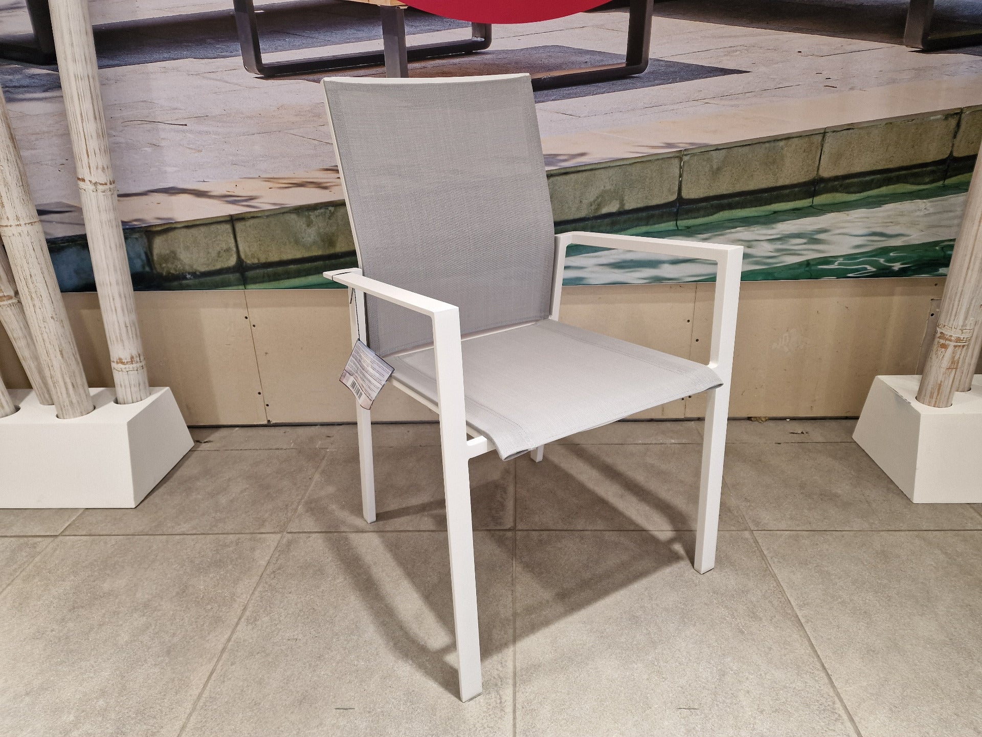 Alu Stapelstoel Calvin Wit Mat - Lichtgrijs Textileen