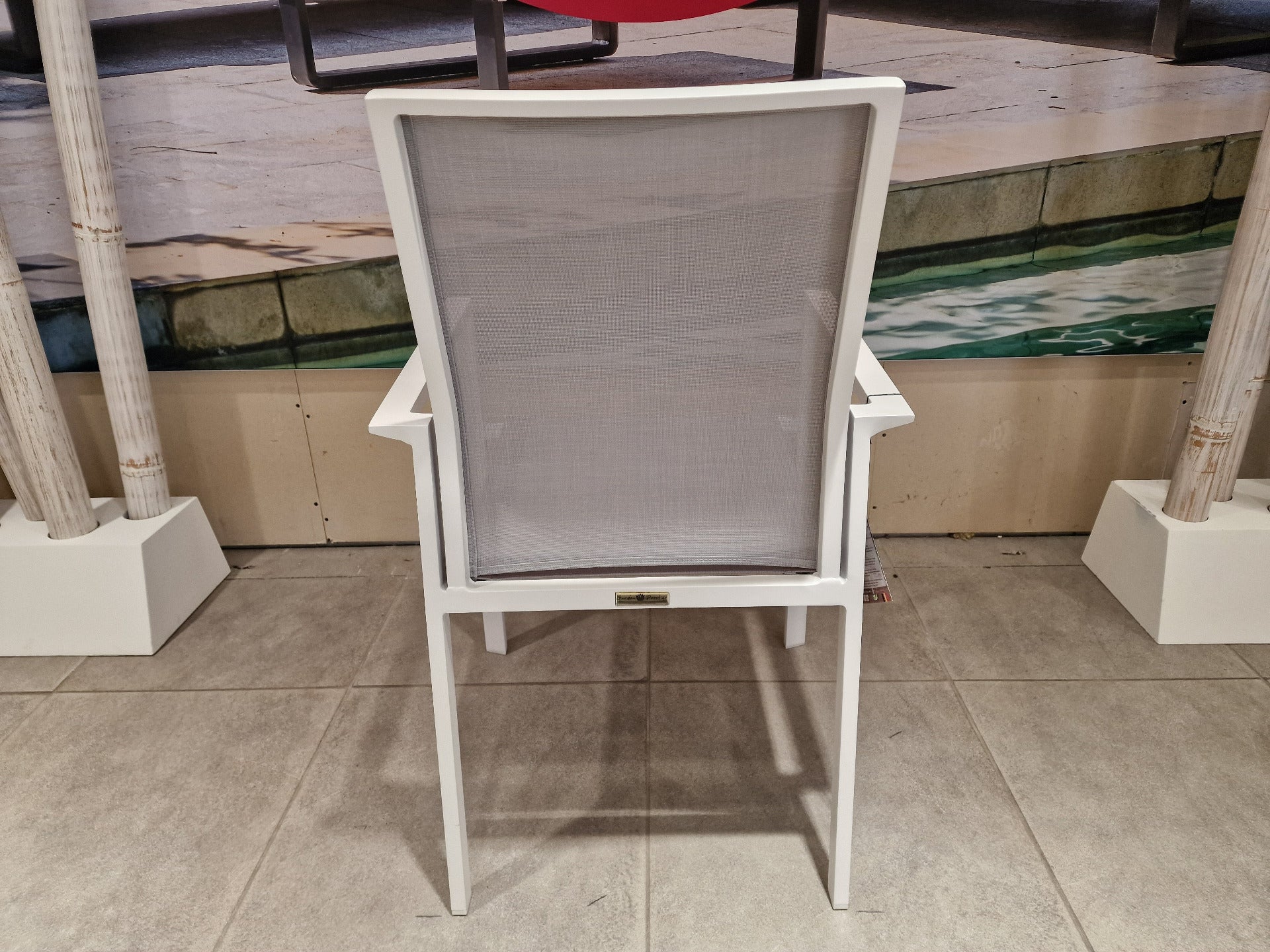 Alu Stapelstoel Calvin Wit Mat - Lichtgrijs Textileen