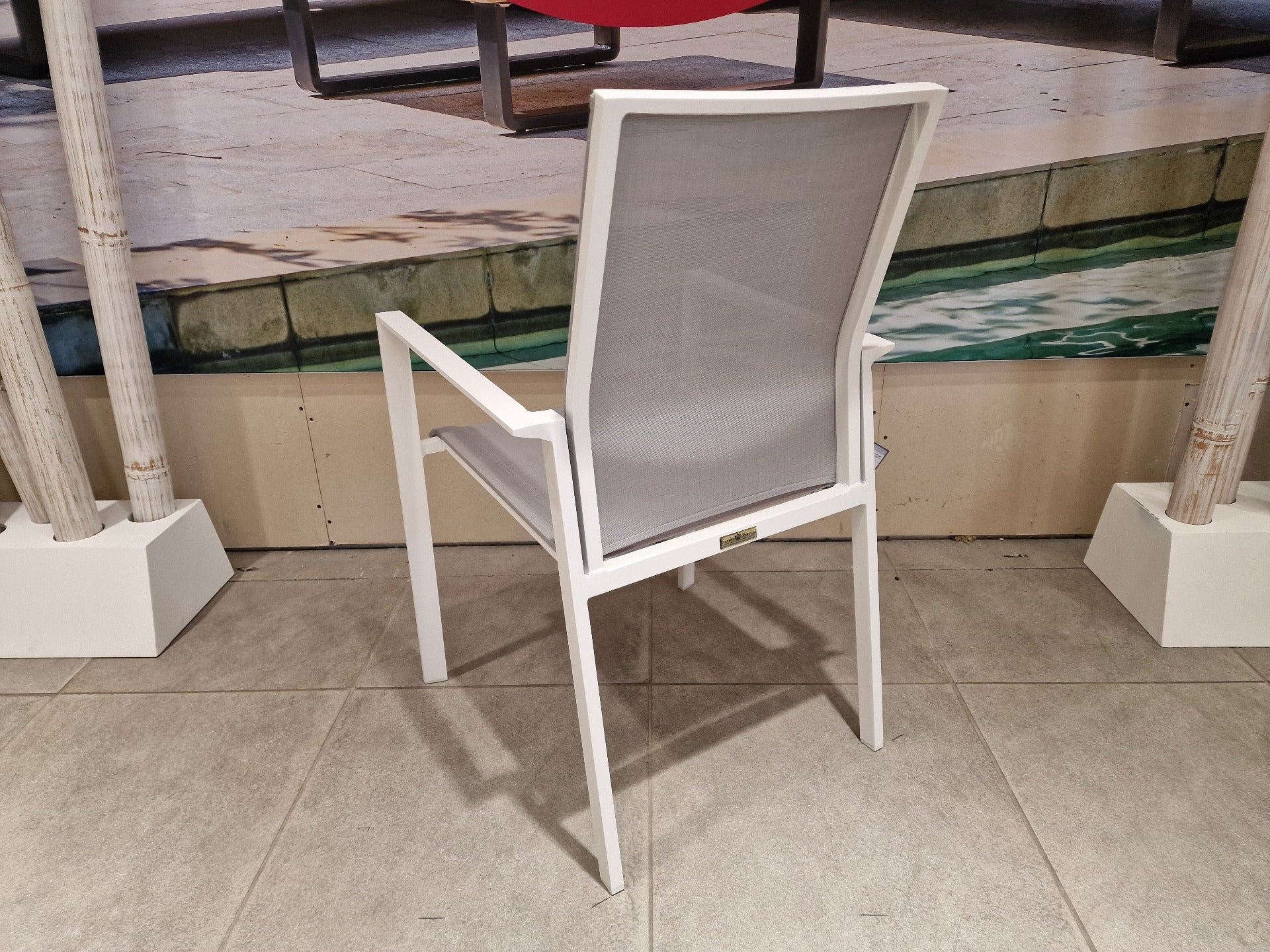 Alu Stapelstoel Calvin Wit Mat - Lichtgrijs Textileen