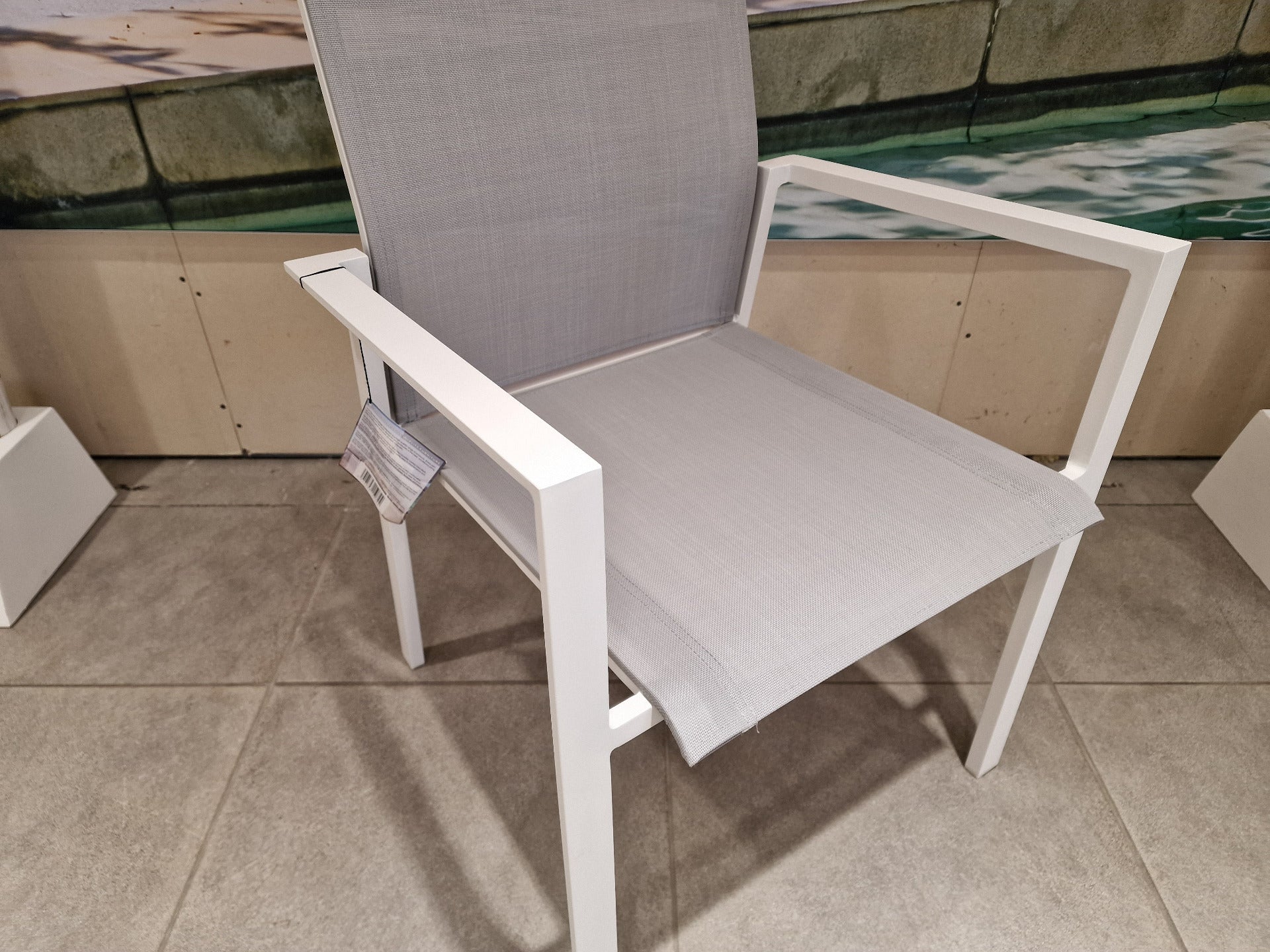 Alu Stapelstoel Calvin Wit Mat - Lichtgrijs Textileen