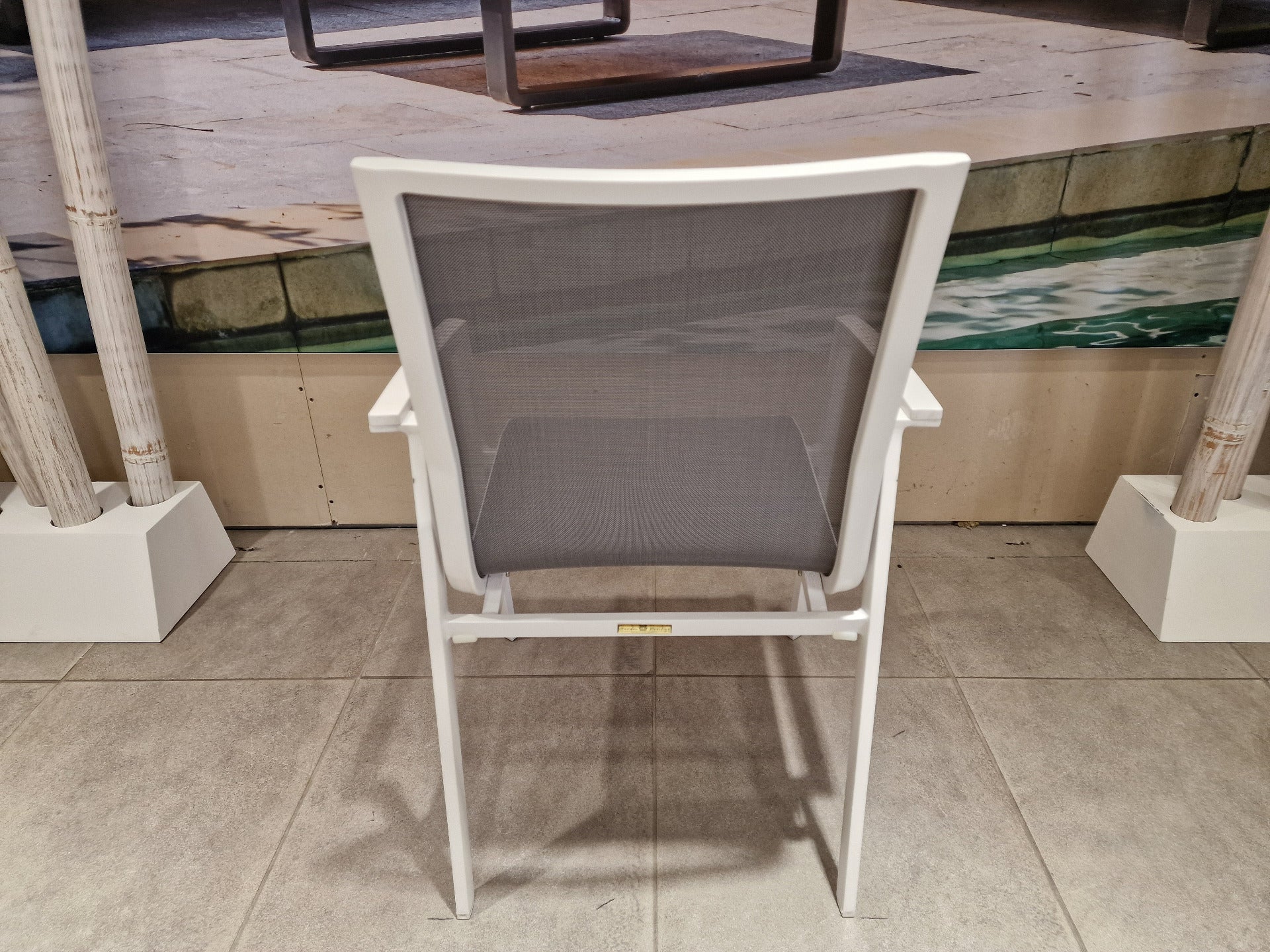 Alu Stapelstoel Bondi Wit Mat - Silver Grey Textilene