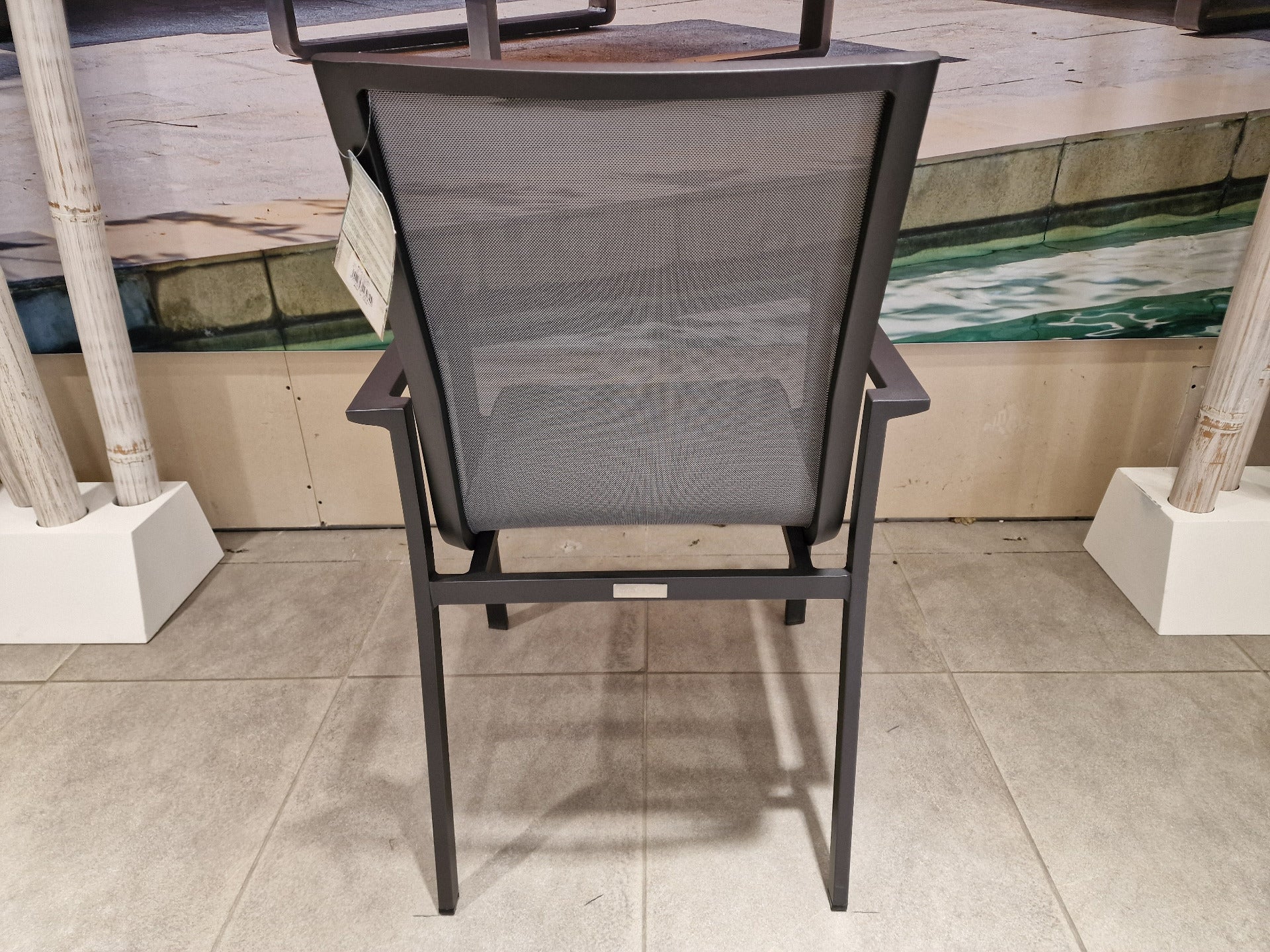 Alu Stapelstoel Napoli Charcoal Mat - Silver Grey Textilene