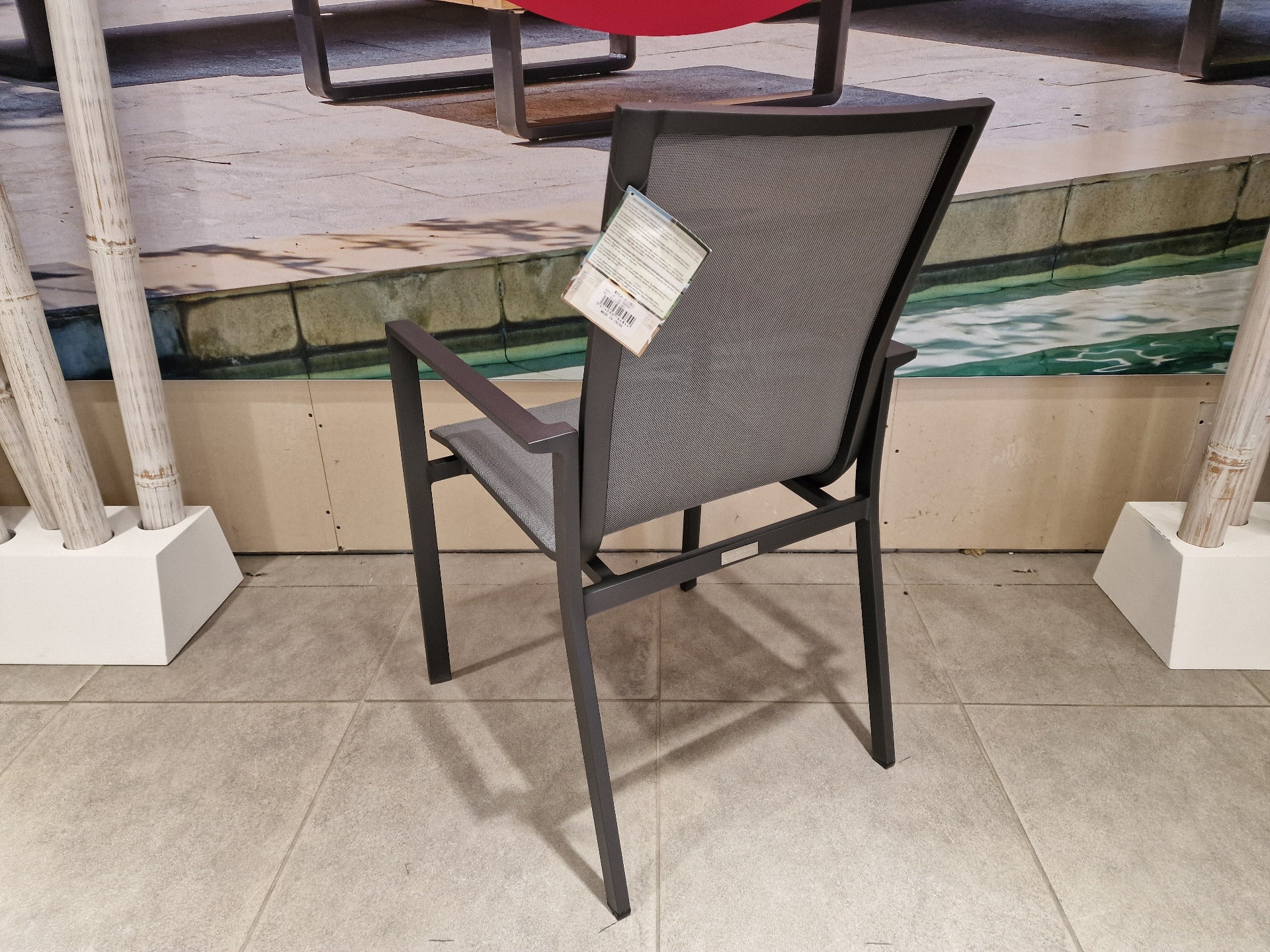 Alu Stapelstoel Napoli Charcoal Mat - Silver Grey Textilene