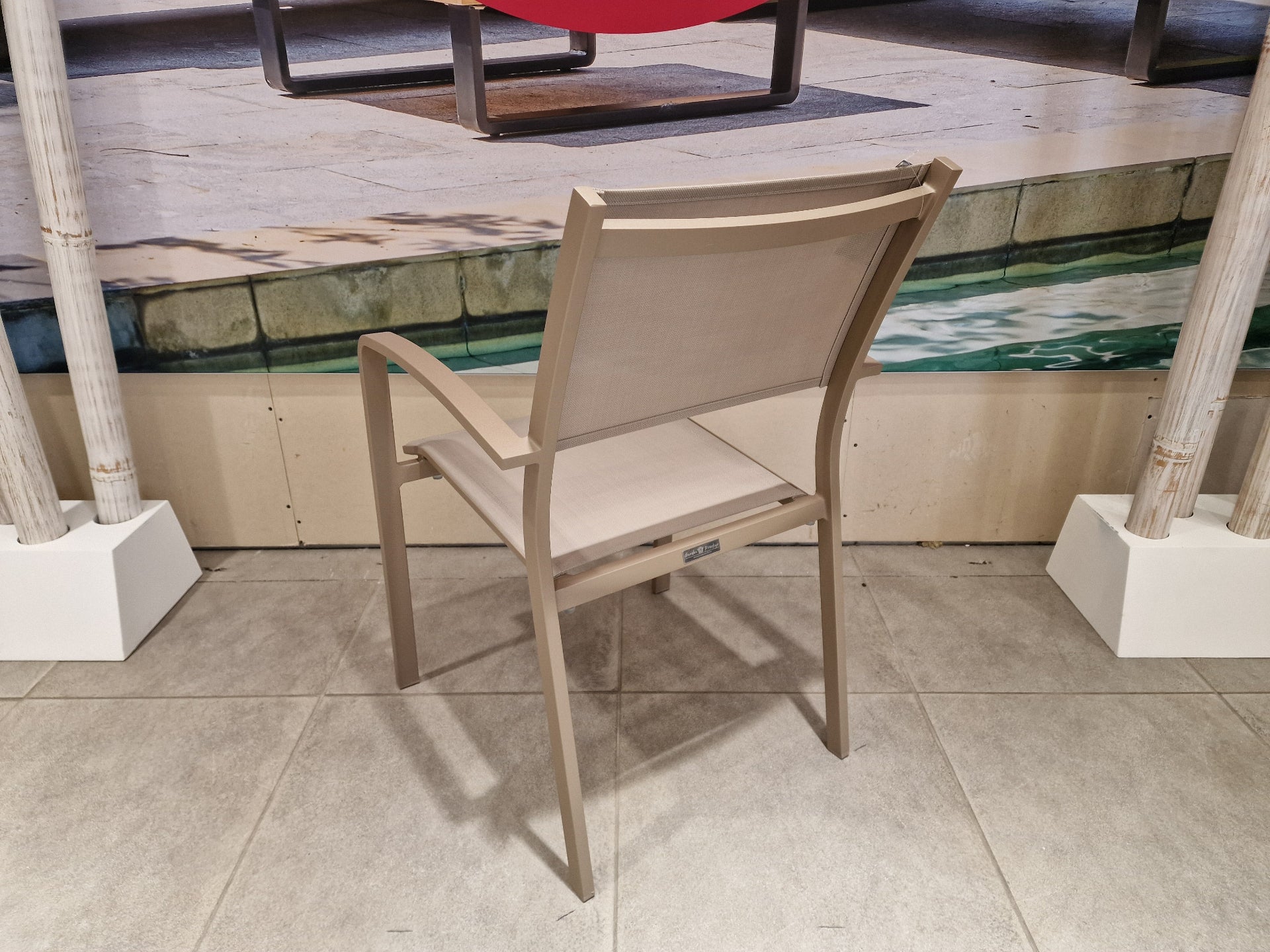 Alu Stapelstoel Saint-Tropez Champage Mat - Light Taupe Texilene Mali