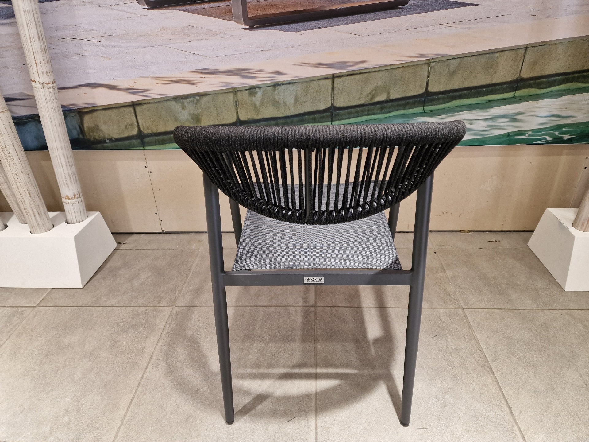 Alu Stapelstoel Geneve Alu Charcoal - Black Rope - Textylene Silver Grey