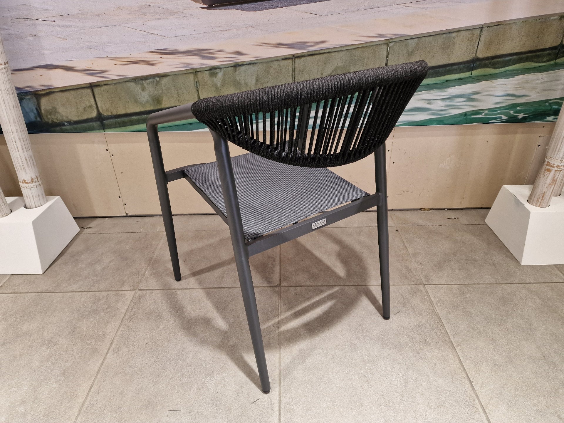 Alu Stapelstoel Geneve Alu Charcoal - Black Rope - Textylene Silver Grey