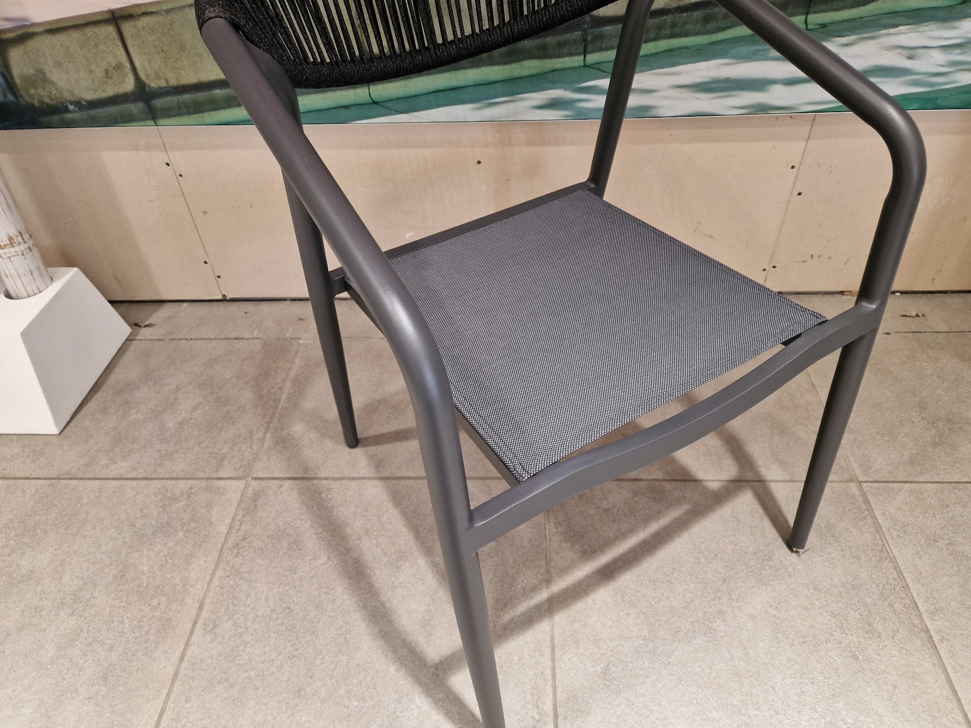 Alu Stapelstoel Geneve Alu Charcoal - Black Rope - Textylene Silver Grey