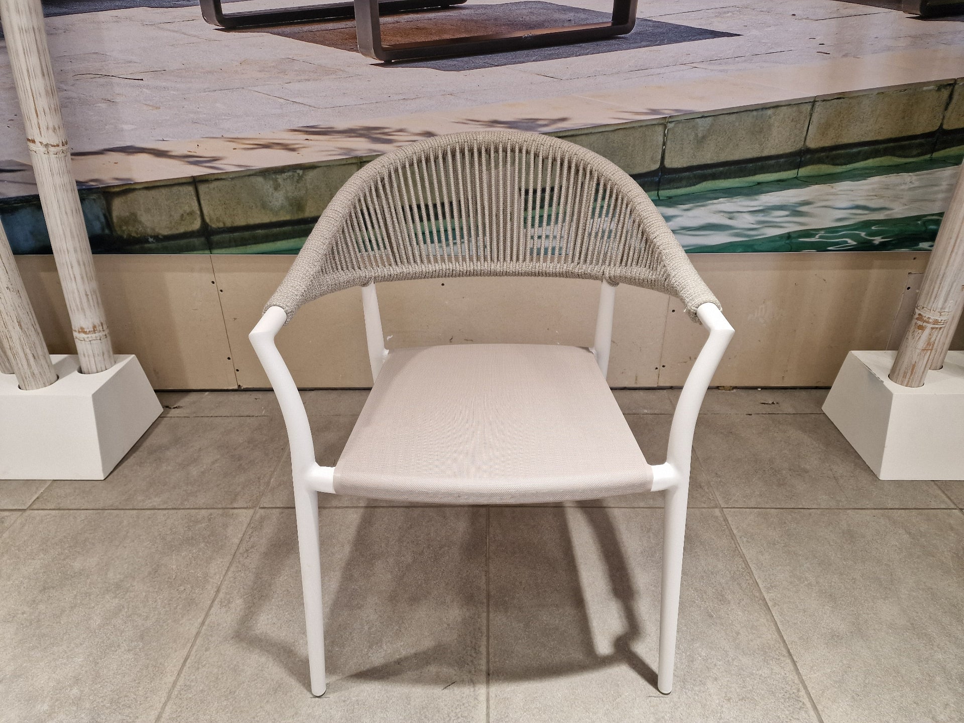 Matera Tuinstoel Alu White Mat met Camel Sand Rope