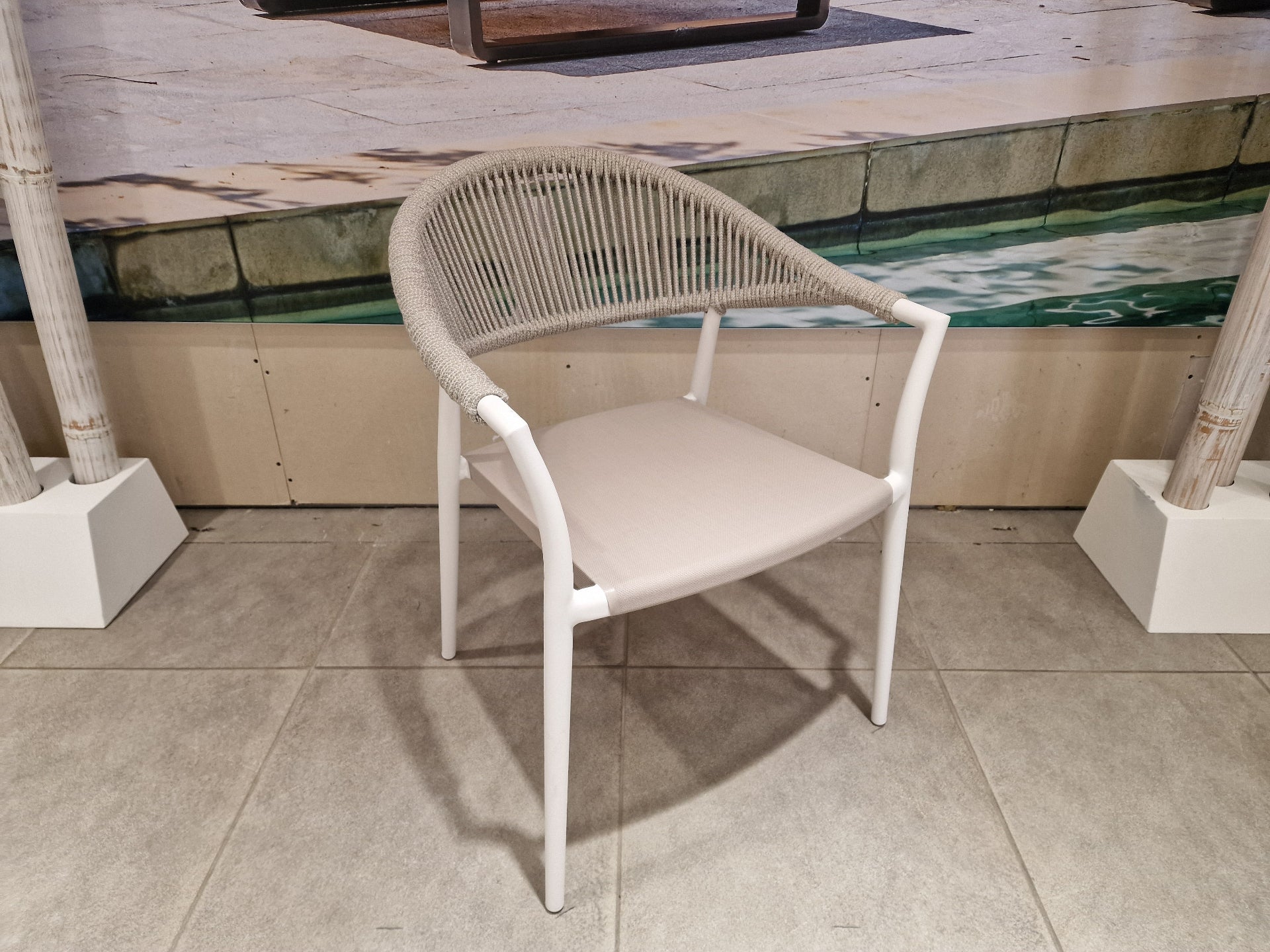 Matera Tuinstoel Alu White Mat met Camel Sand Rope