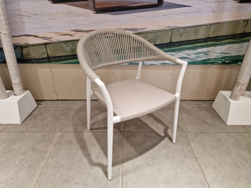 Matera Tuinstoel Alu White Mat met Camel Sand Rope