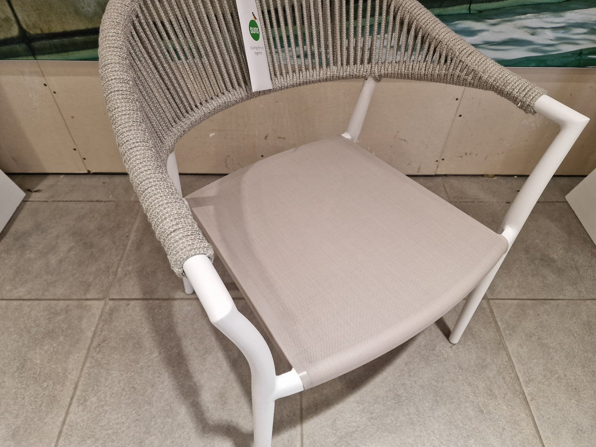 Matera Tuinstoel Alu White Mat met Camel Sand Rope