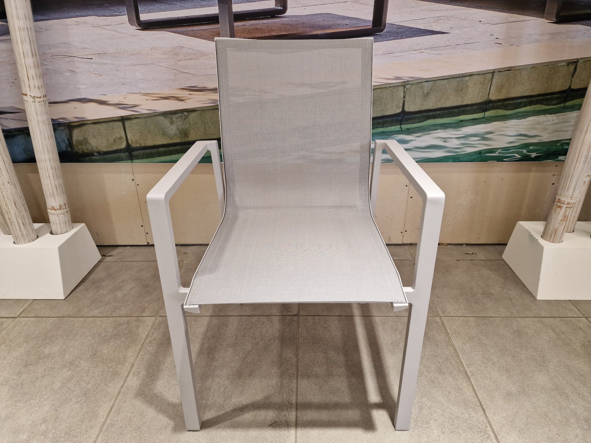 Alu Stapelstoel Arosa Mistral Grey Mat Textilene Light Grey