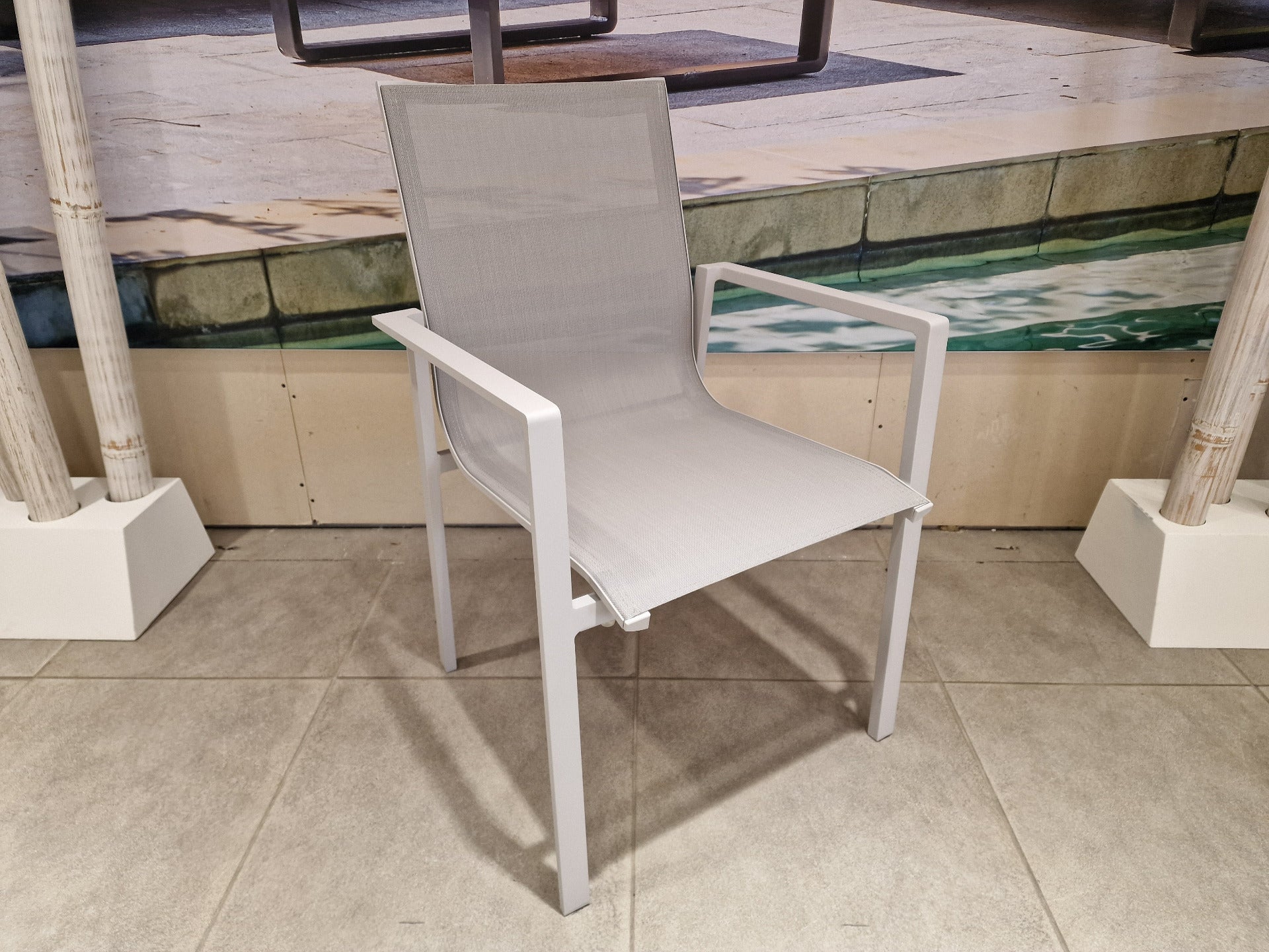 Alu Stapelstoel Arosa Mistral Grey Mat Textilene Light Grey