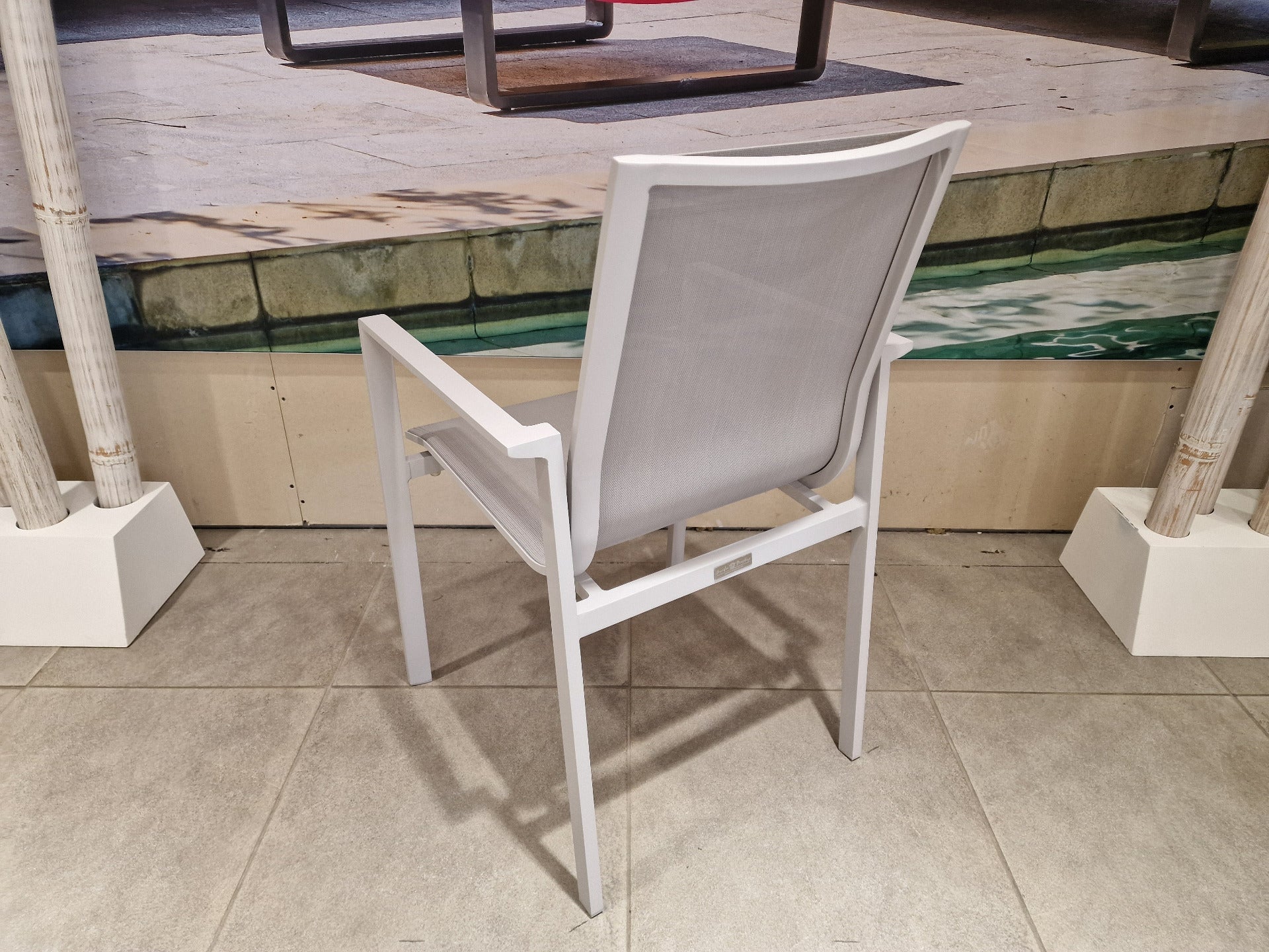 Alu Stapelstoel Arosa Mistral Grey Mat Textilene Light Grey