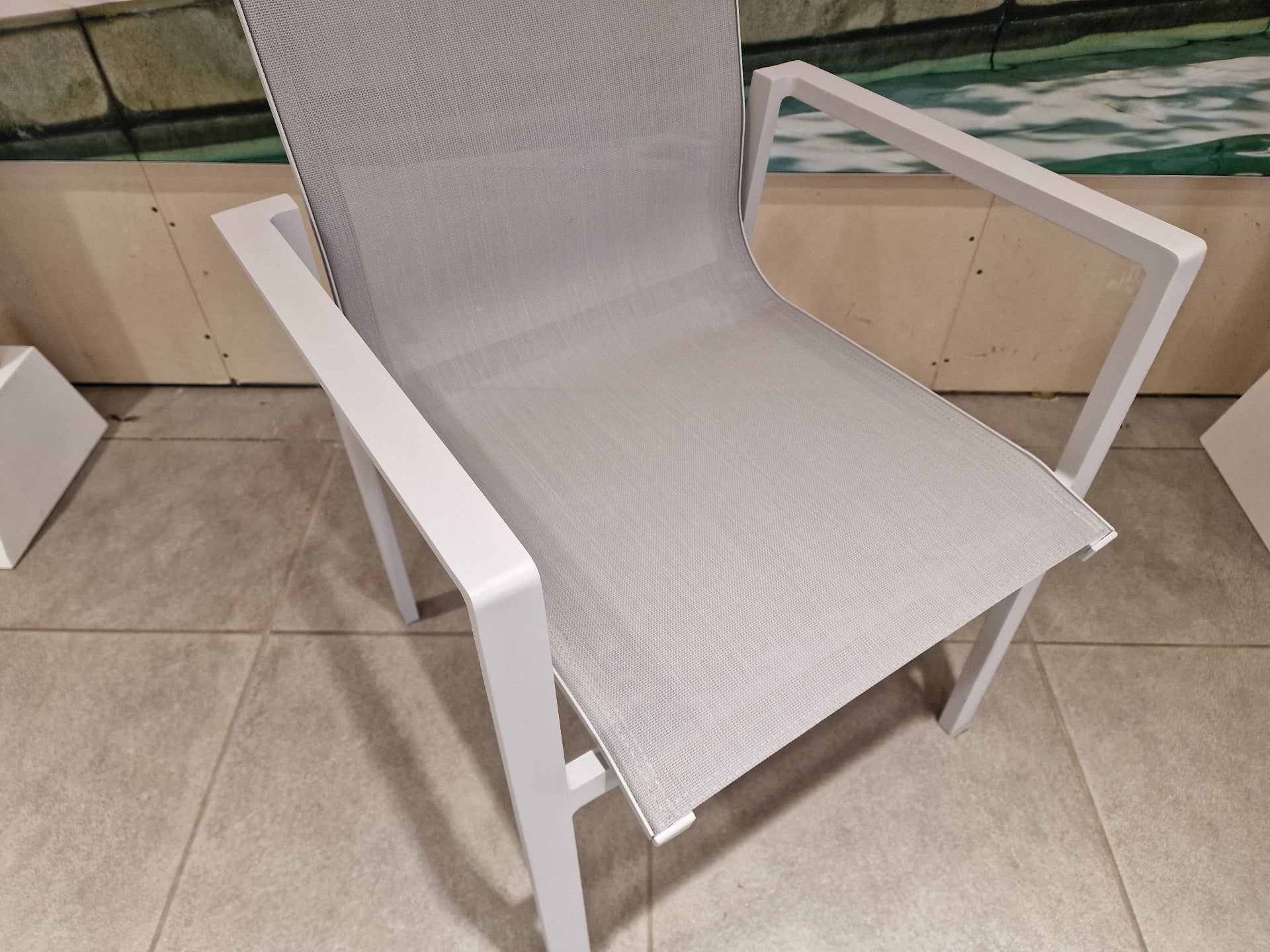 Alu Stapelstoel Arosa Mistral Grey Mat Textilene Light Grey