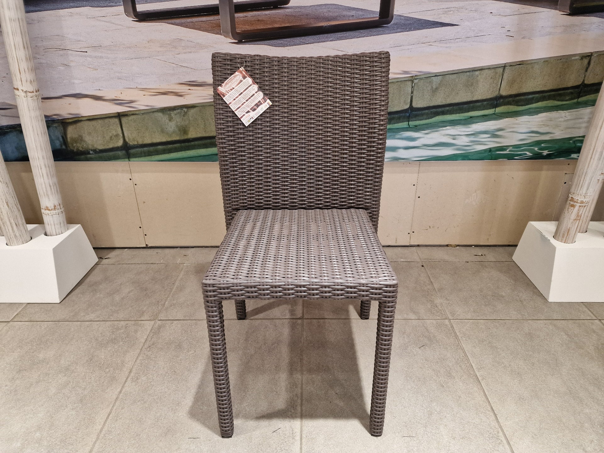 Ergo Stapelbare Wickerstoel Zonder Arm - Platte Draad Taupe Polypeel Luxury