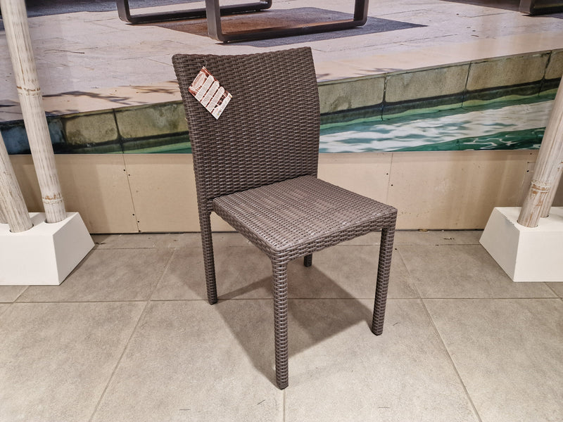 Ergo Stapelbare Wickerstoel Zonder Arm - Platte Draad Taupe Polypeel Luxury