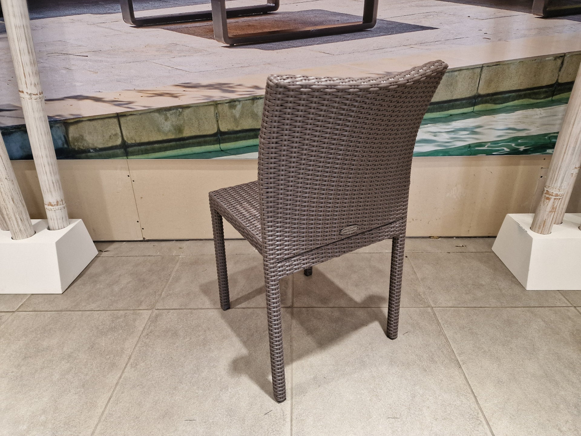 Ergo Stapelbare Wickerstoel Zonder Arm - Platte Draad Taupe Polypeel Luxury