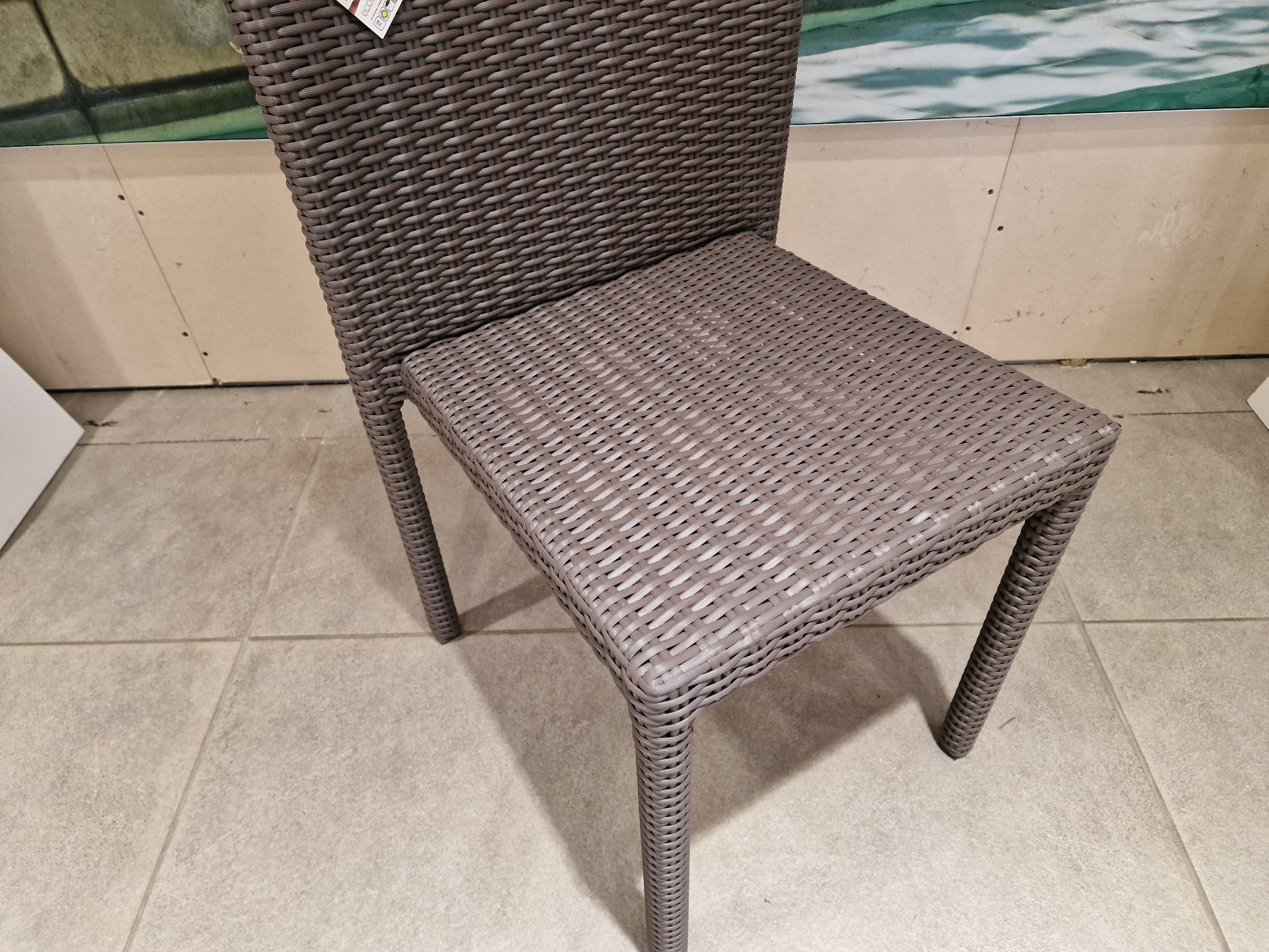 Ergo Stapelbare Wickerstoel Zonder Arm - Platte Draad Taupe Polypeel Luxury