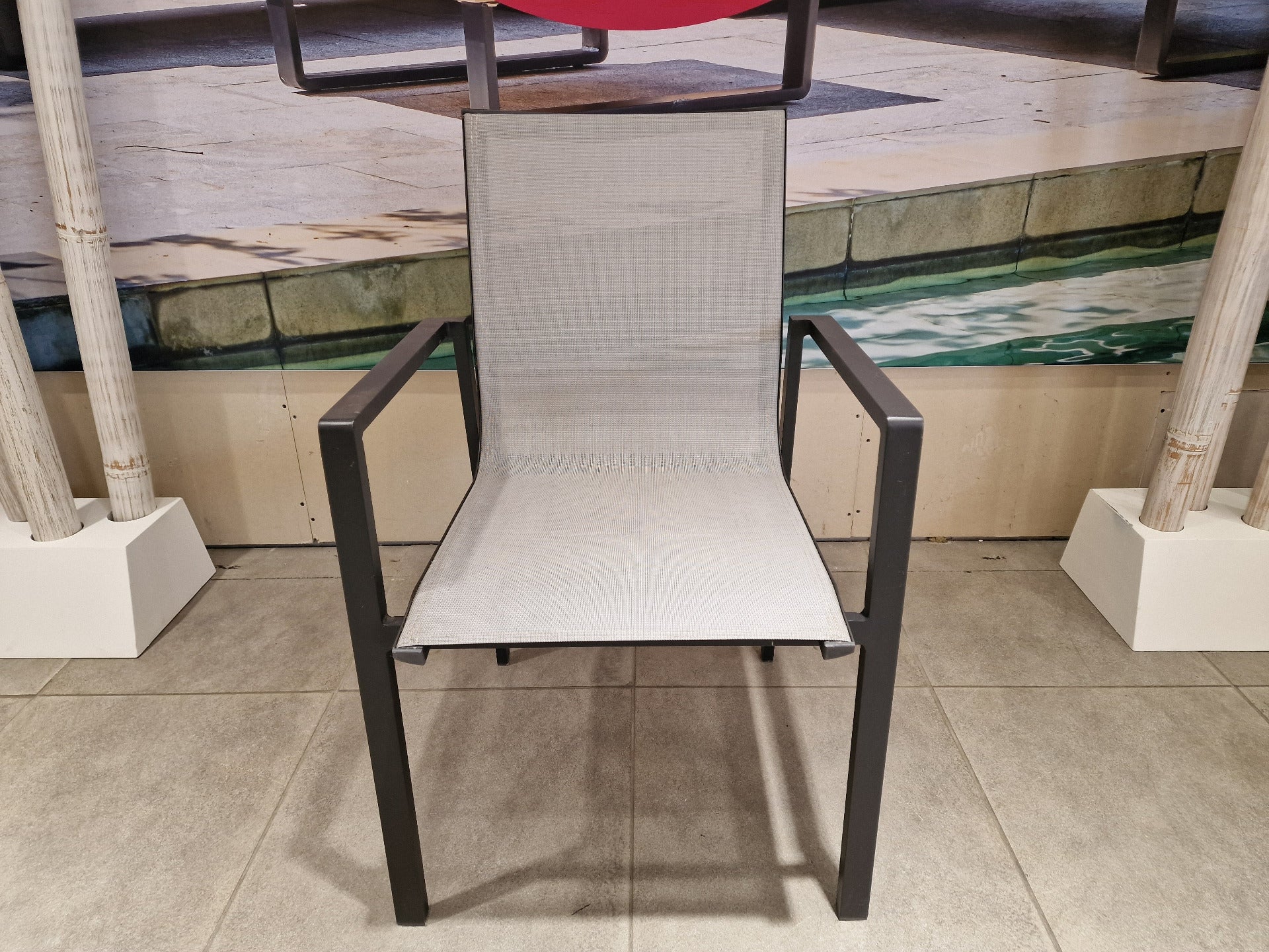 Alu Stapelstoel Arosa Charcoal Mat Textilene Light Grey