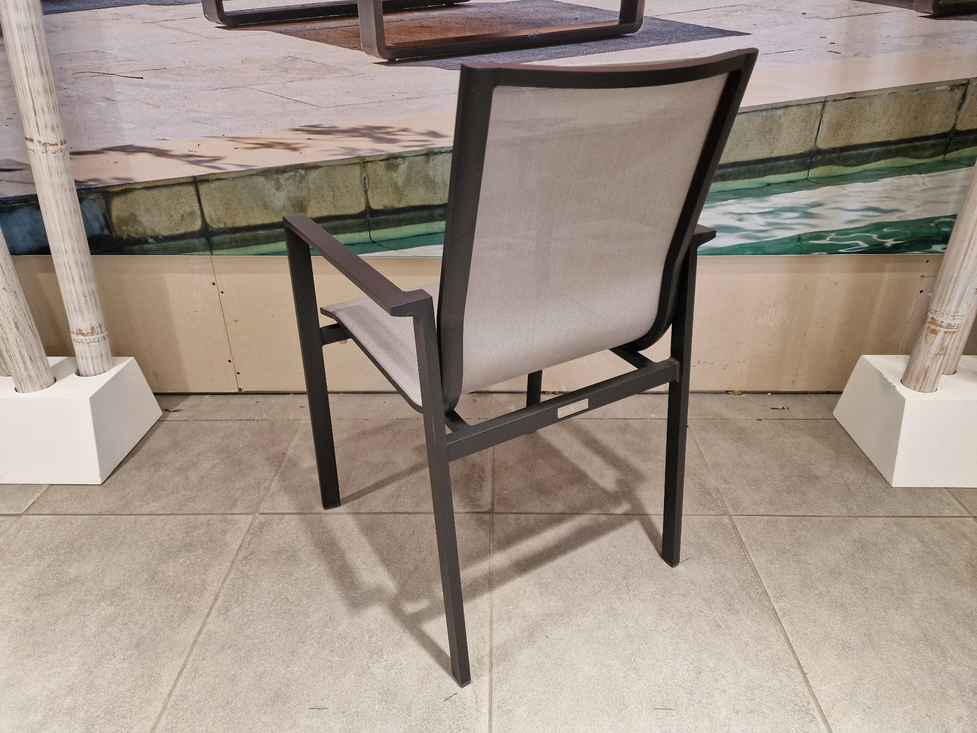 Alu Stapelstoel Arosa Charcoal Mat Textilene Light Grey