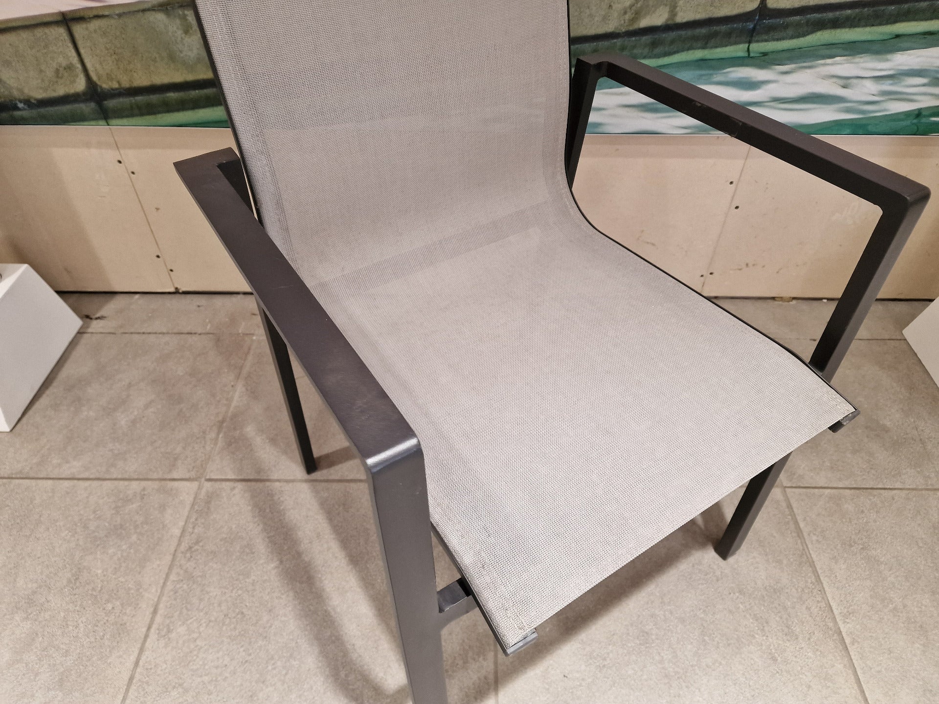 Alu Stapelstoel Arosa Charcoal Mat Textilene Light Grey