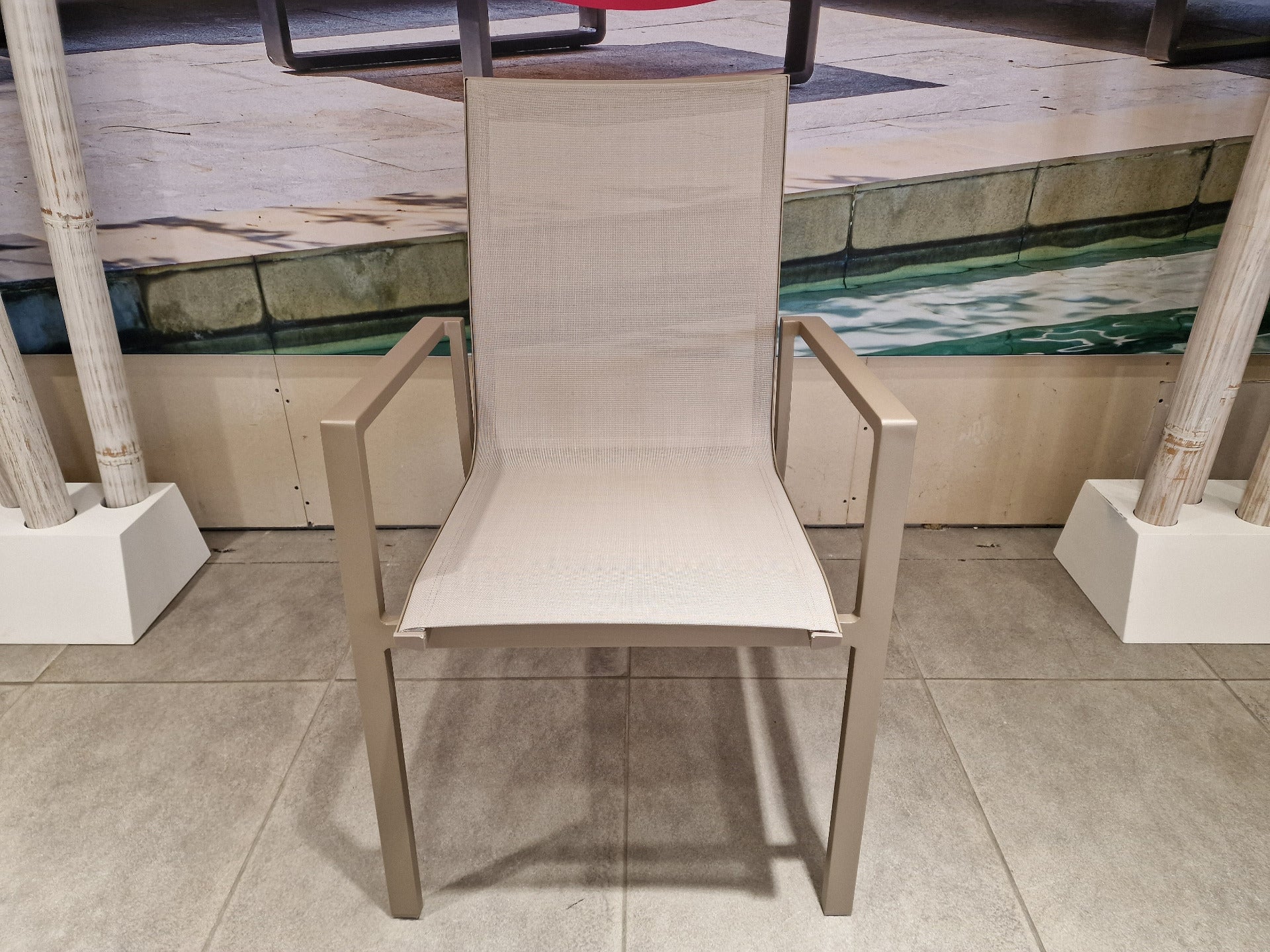 Alu Stapelstoel Napoli Champagne Mat - Light Taupe Textilene