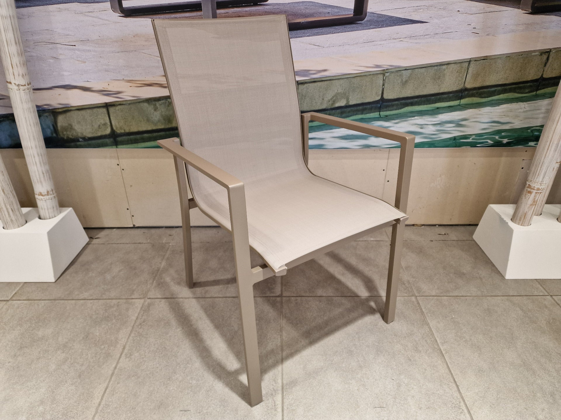 Alu Stapelstoel Napoli Champagne Mat - Light Taupe Textilene