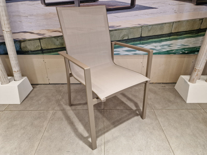 Alu Stapelstoel Napoli Champagne Mat - Light Taupe Textilene