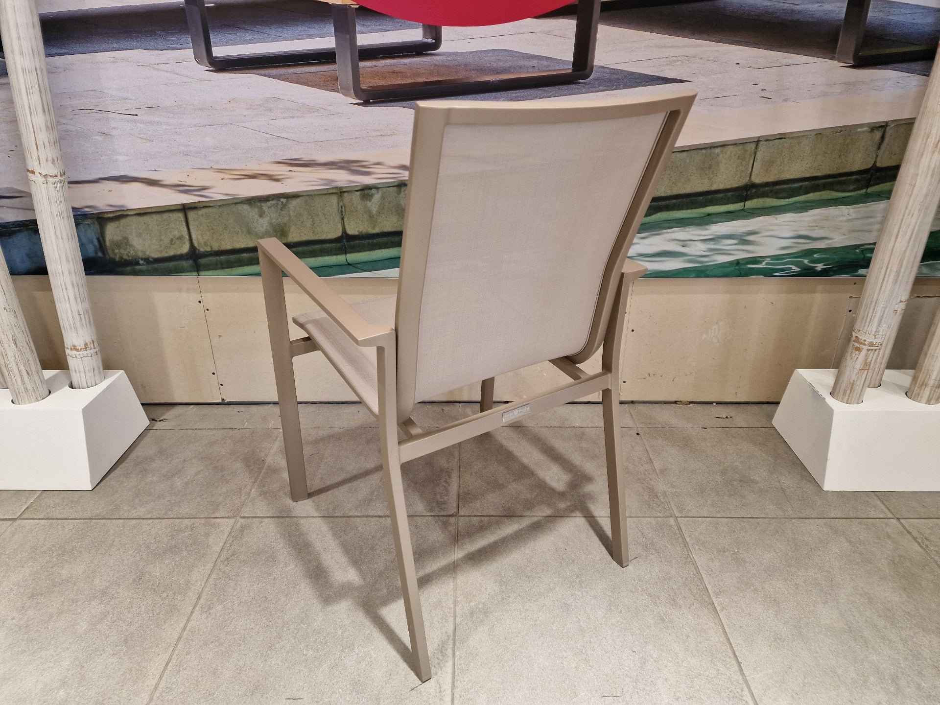 Alu Stapelstoel Napoli Champagne Mat - Light Taupe Textilene