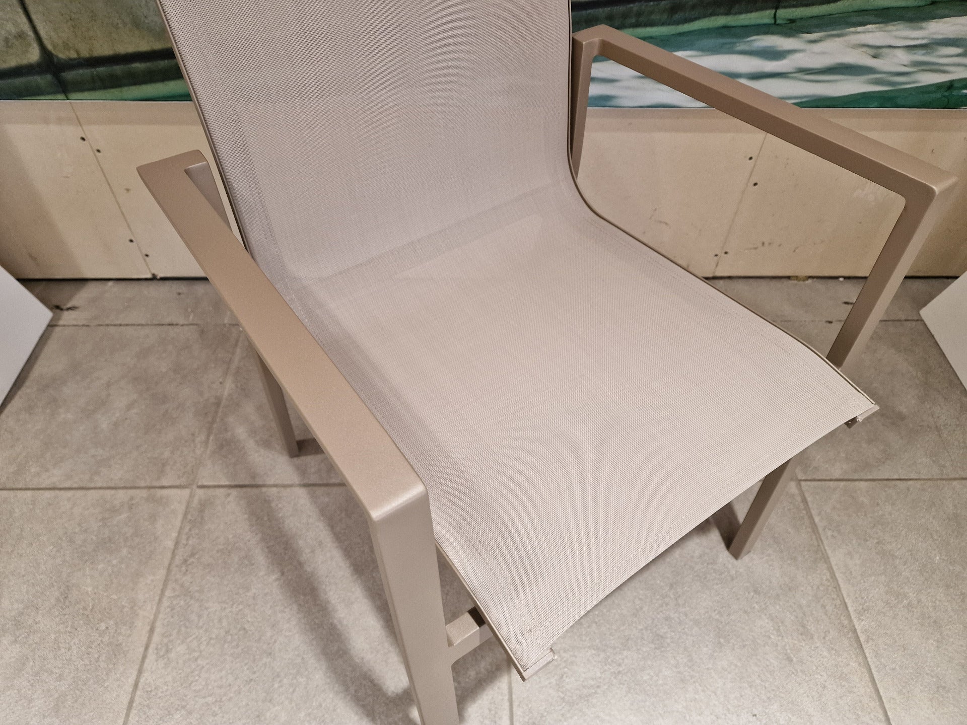 Alu Stapelstoel Napoli Champagne Mat - Light Taupe Textilene