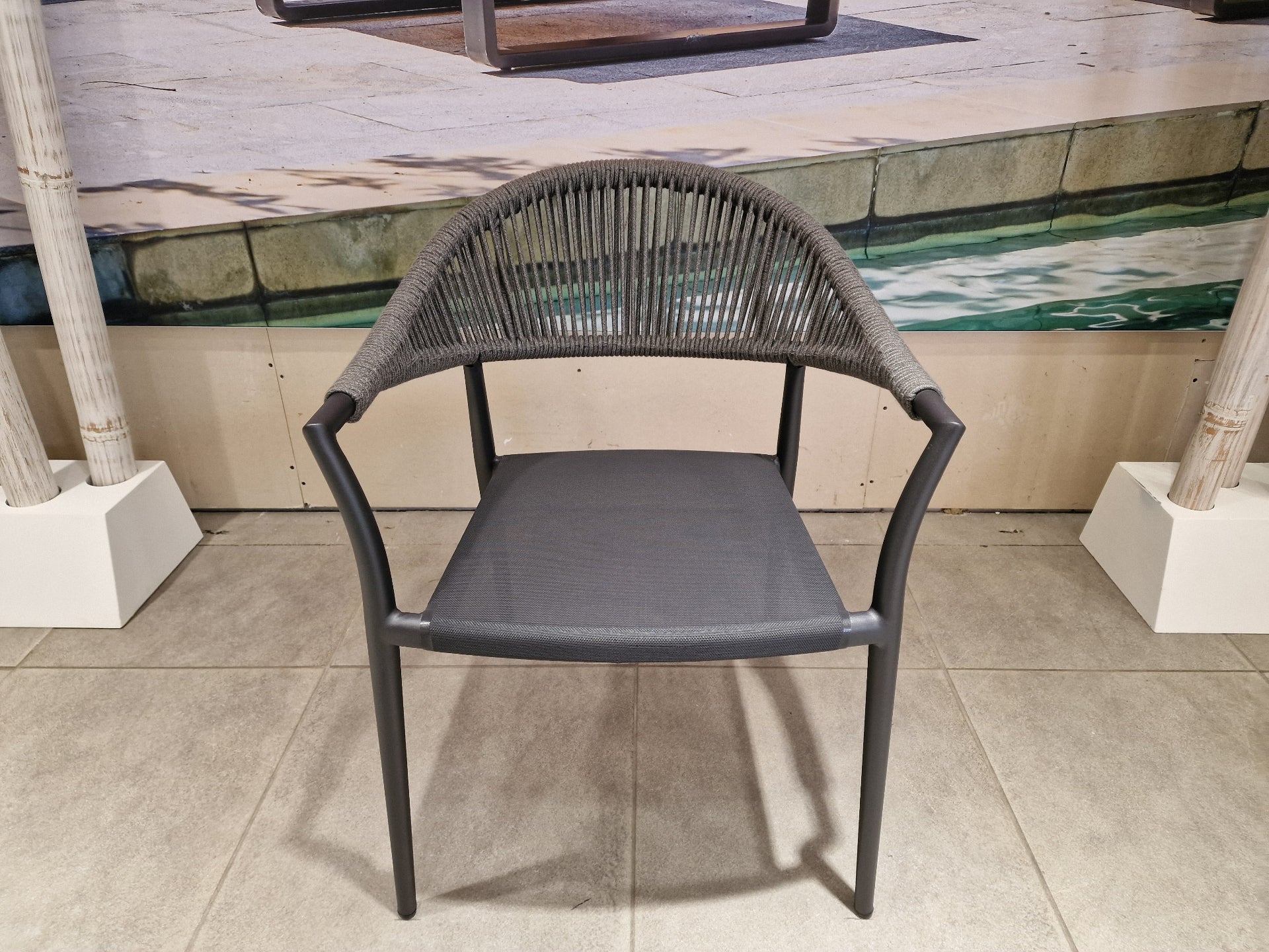 Matera Tuinstoel Alu Royal Grey Mat met Carbon Grey Rope