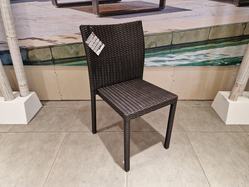 Ergo Stapelbare Wickerstoel Zonder Arm Platte Draad Java Brown Polypeel