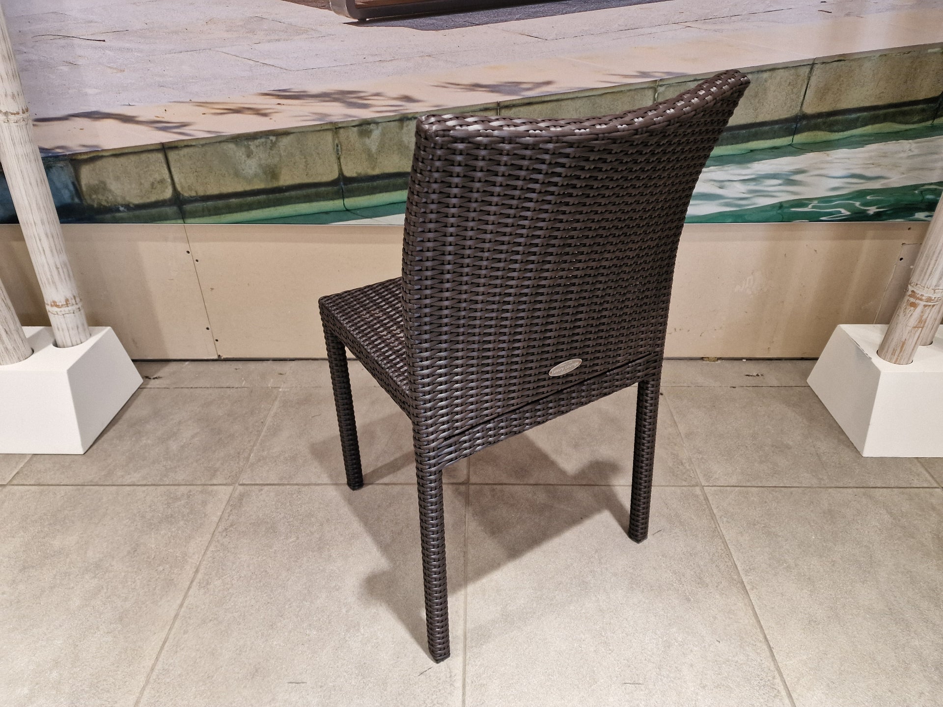 Ergo Stapelbare Wickerstoel Zonder Arm Platte Draad Java Brown Polypeel