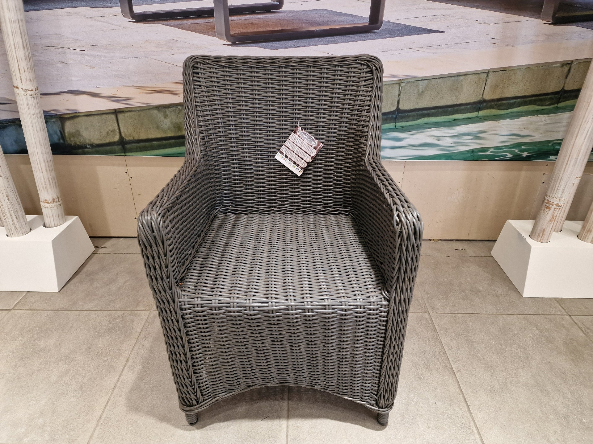 Wickerzetel Met Arm Boston Halfronde Draad Slate Grey HM