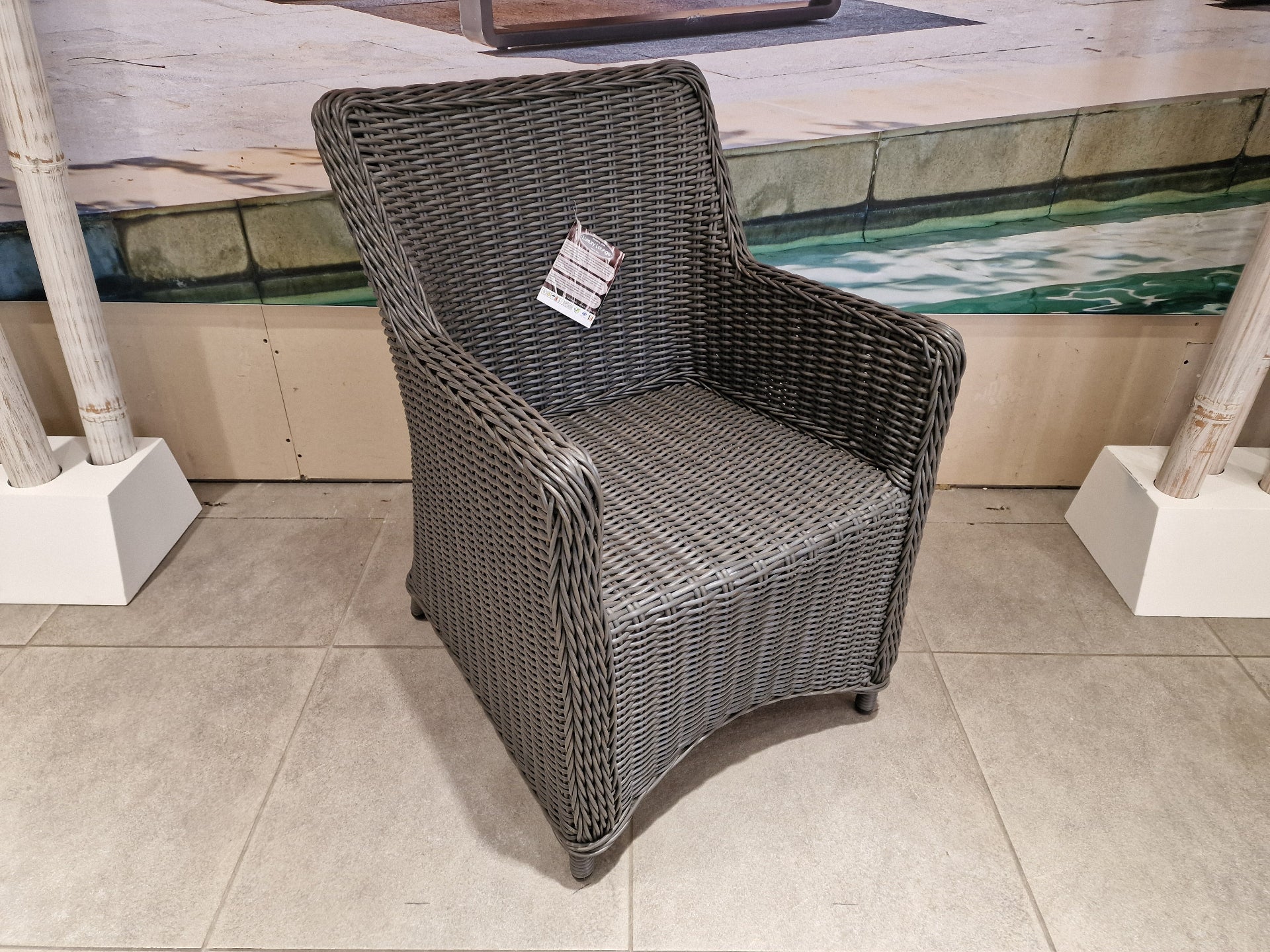 Wickerzetel Met Arm Boston Halfronde Draad Slate Grey HM