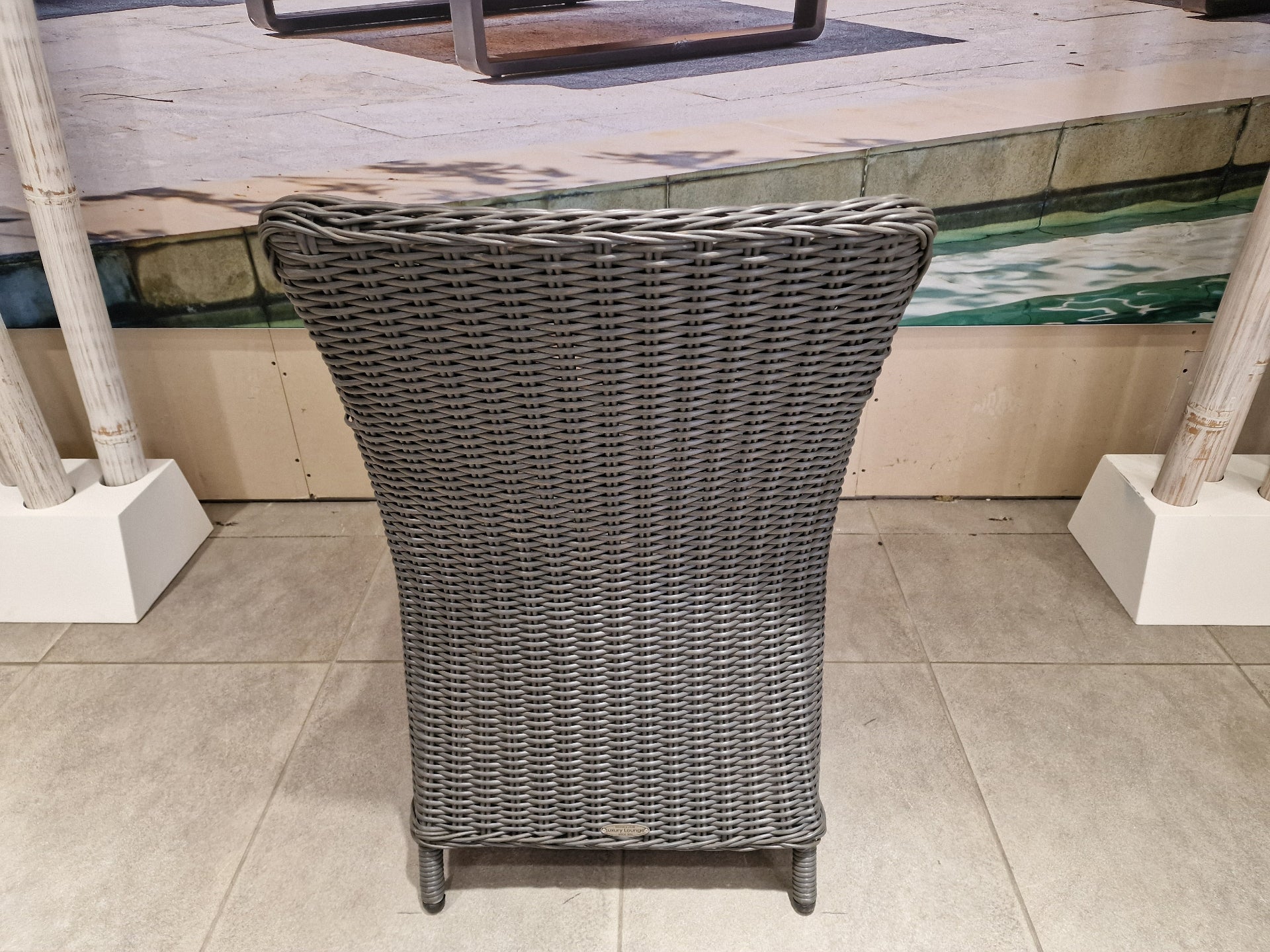 Wickerzetel Met Arm Boston Halfronde Draad Slate Grey HM