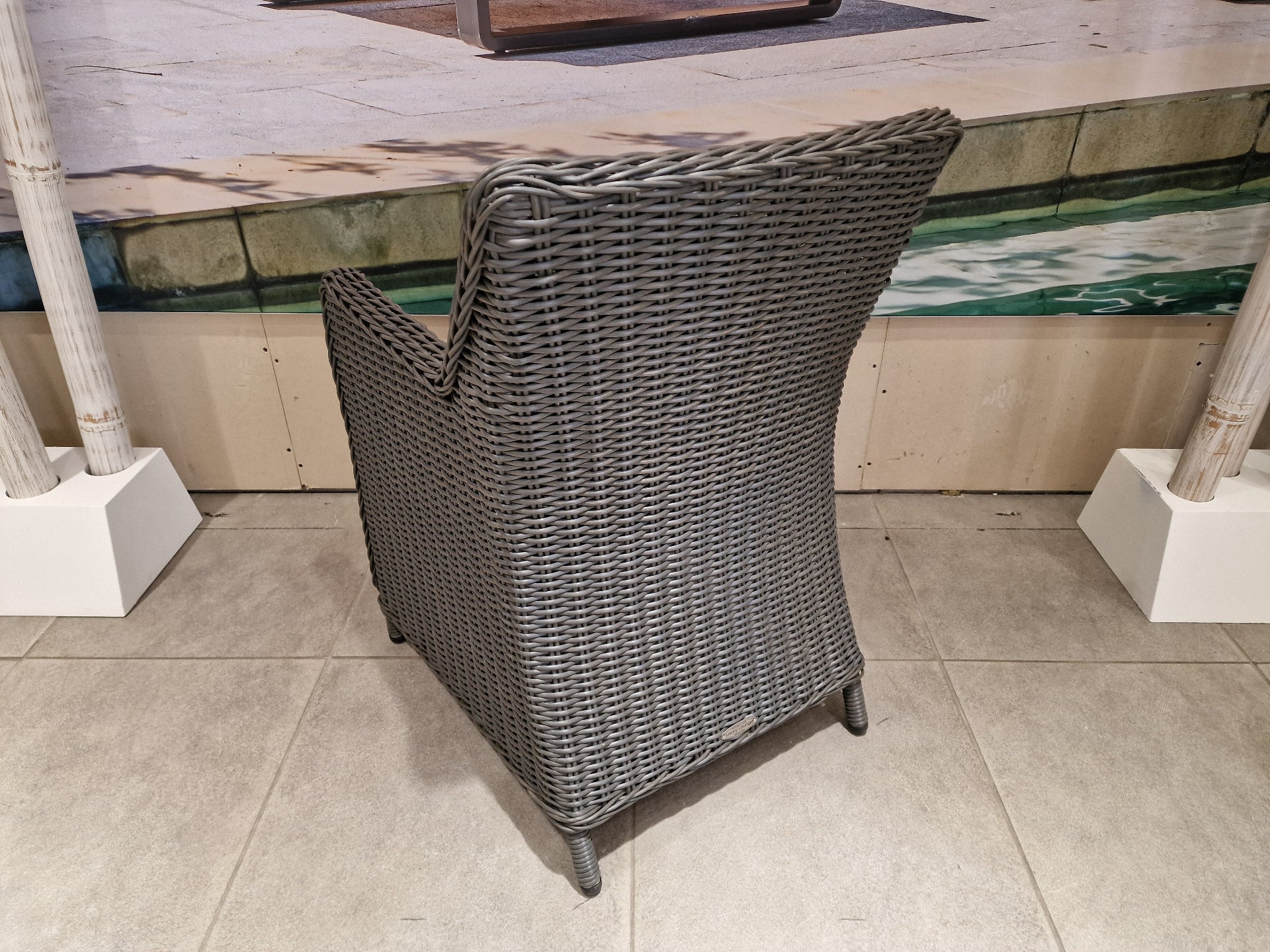 Wickerzetel Met Arm Boston Halfronde Draad Slate Grey HM