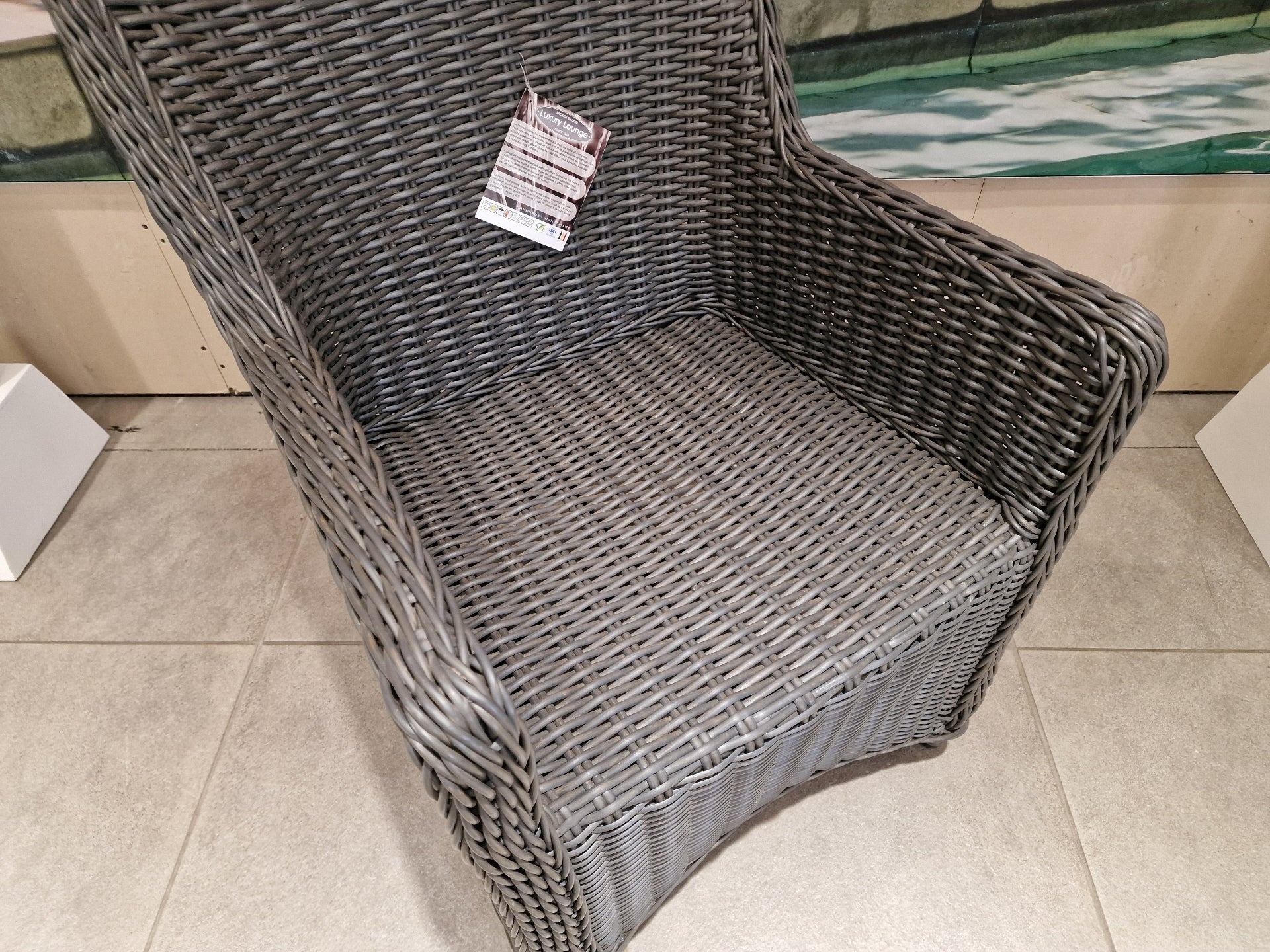 Wickerzetel Met Arm Boston Halfronde Draad Slate Grey HM