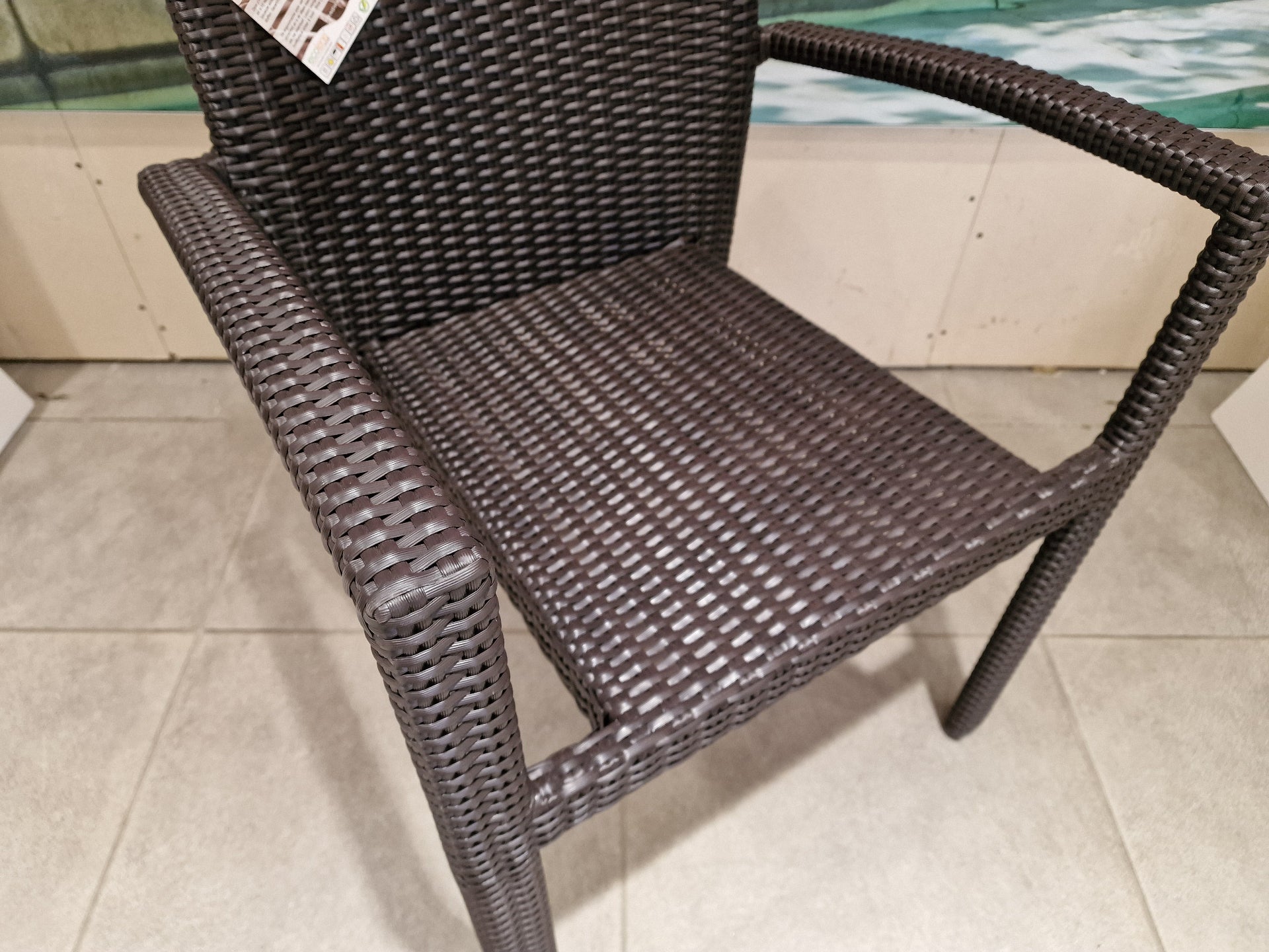 Ergo Stapelbare Wickerstoel Met Arm - Platte Draad - Java Brown