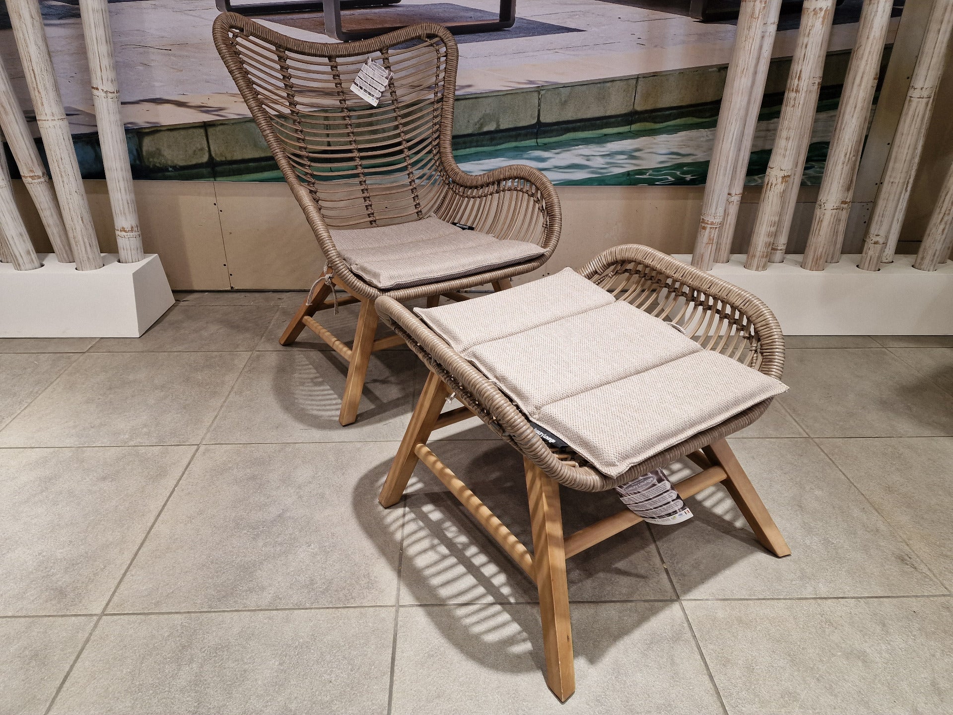 Wicker Lounge Alisson Relax Set Stoel + Voetenbank