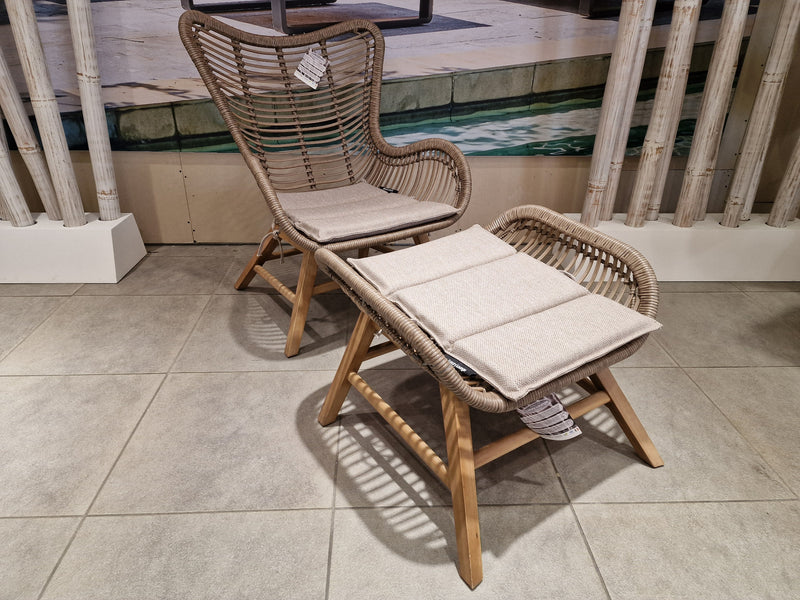 Wicker Lounge Alisson Relax Set Stoel + Voetenbank