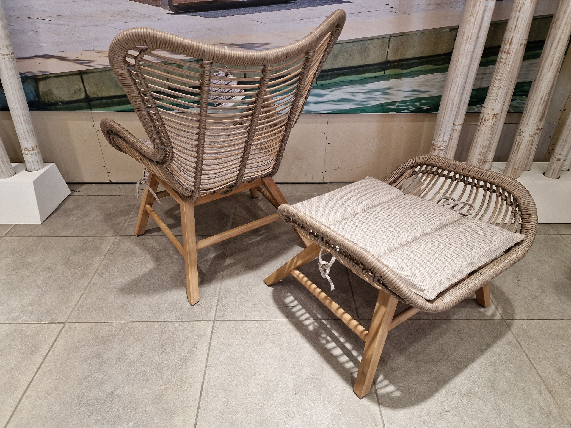 Wicker Lounge Alisson Relax Set Stoel + Voetenbank