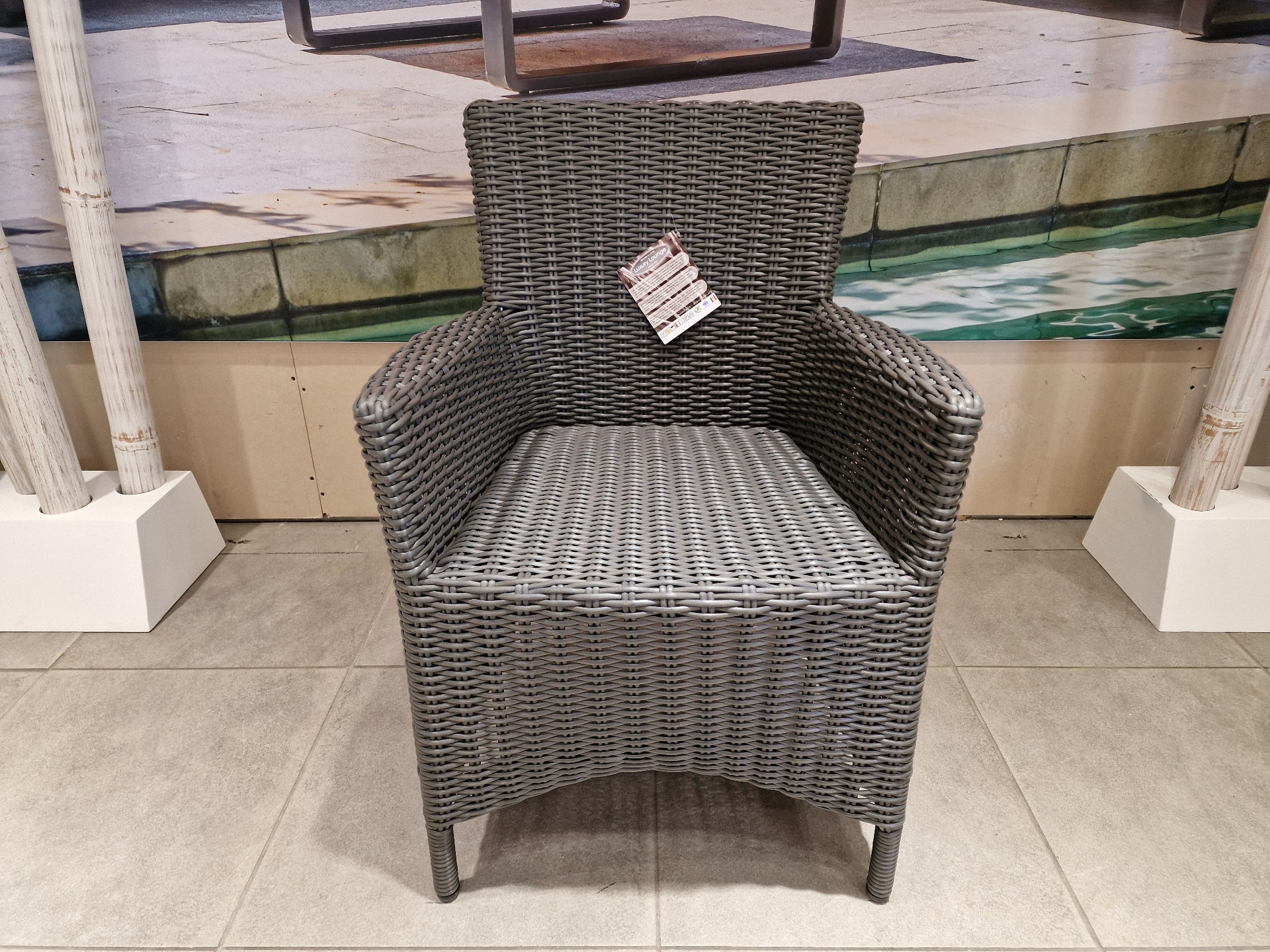 Wickerzetel Met Arm Atlanta Halfronde Draad Slate Grey HM EOL