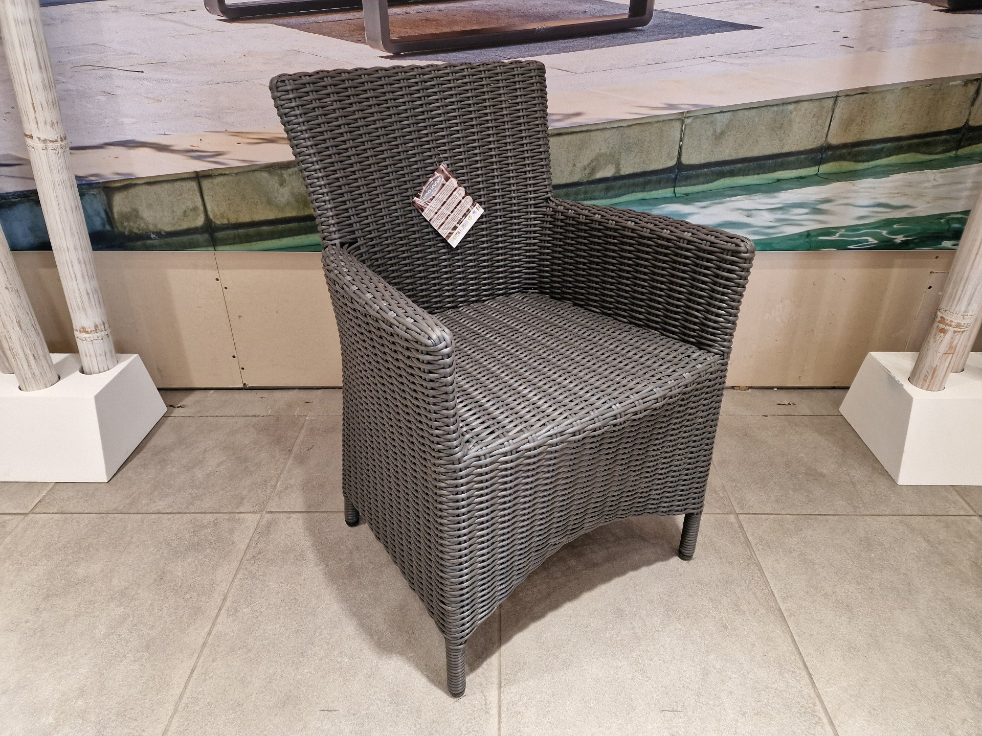 Wickerzetel Met Arm Atlanta Halfronde Draad Slate Grey HM EOL